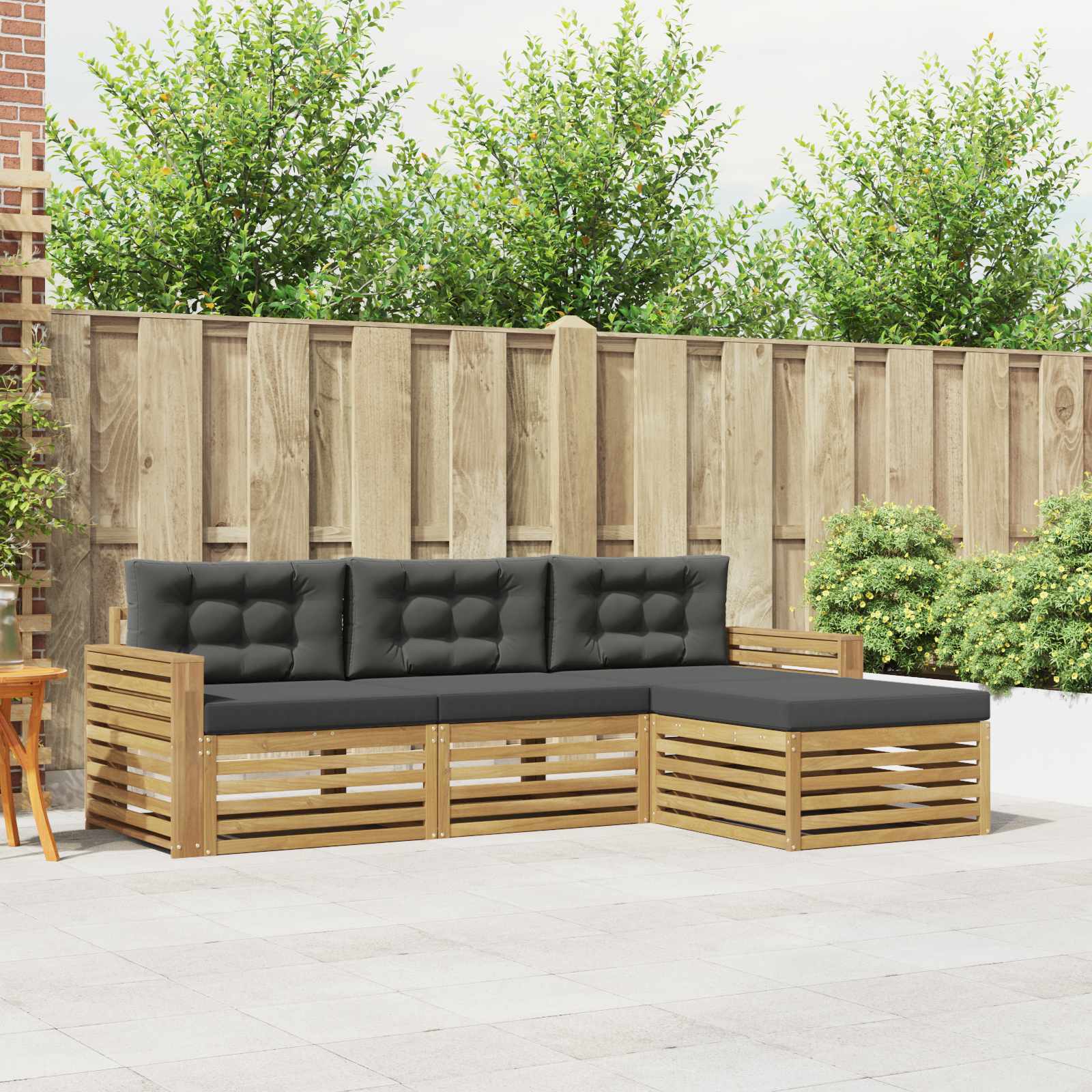 Outdoor-Sofagarnitur 4 Stk. Weiß und Anthrazit