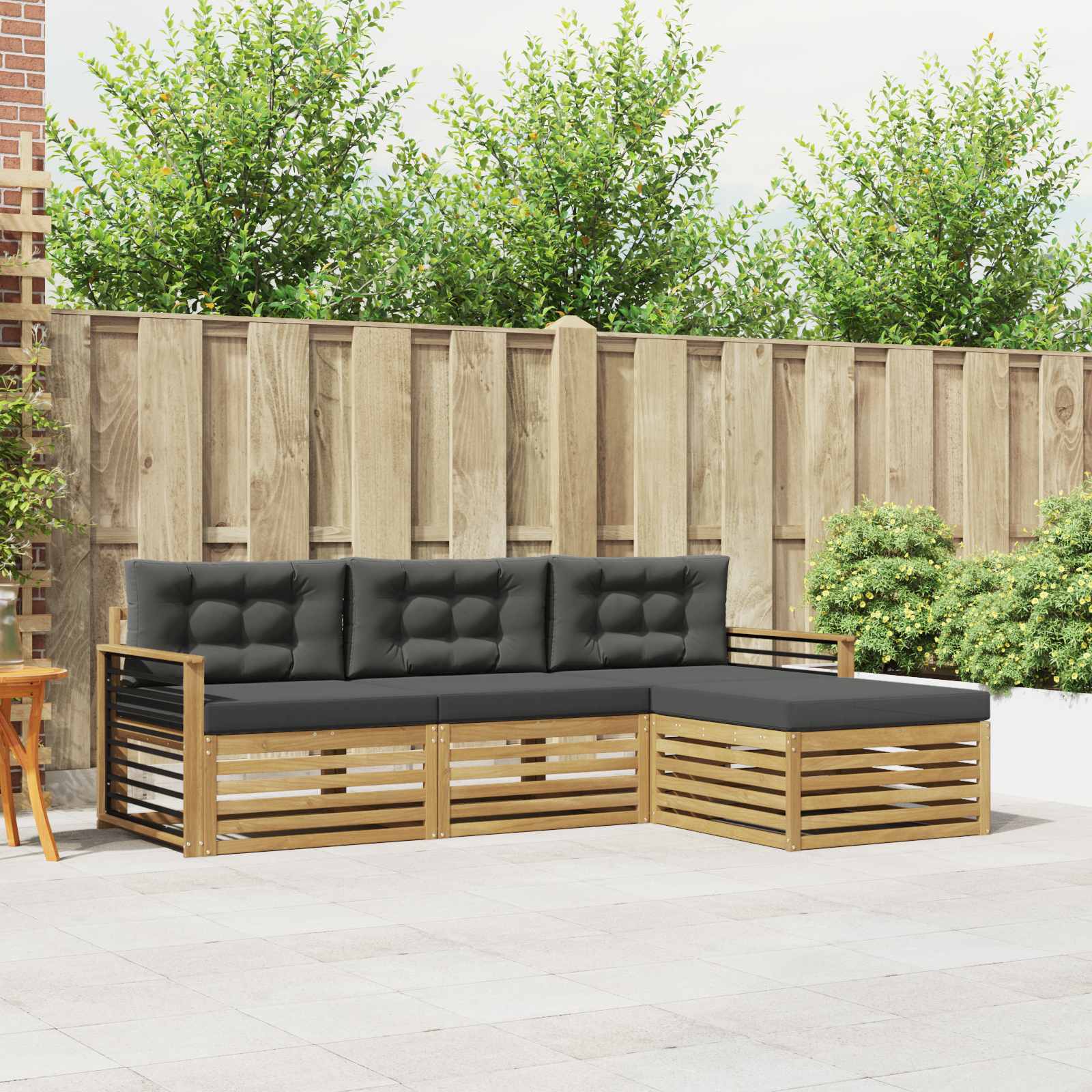Outdoor-Sofagarnitur 4 stk. Weiß und Anthrazit Polyester