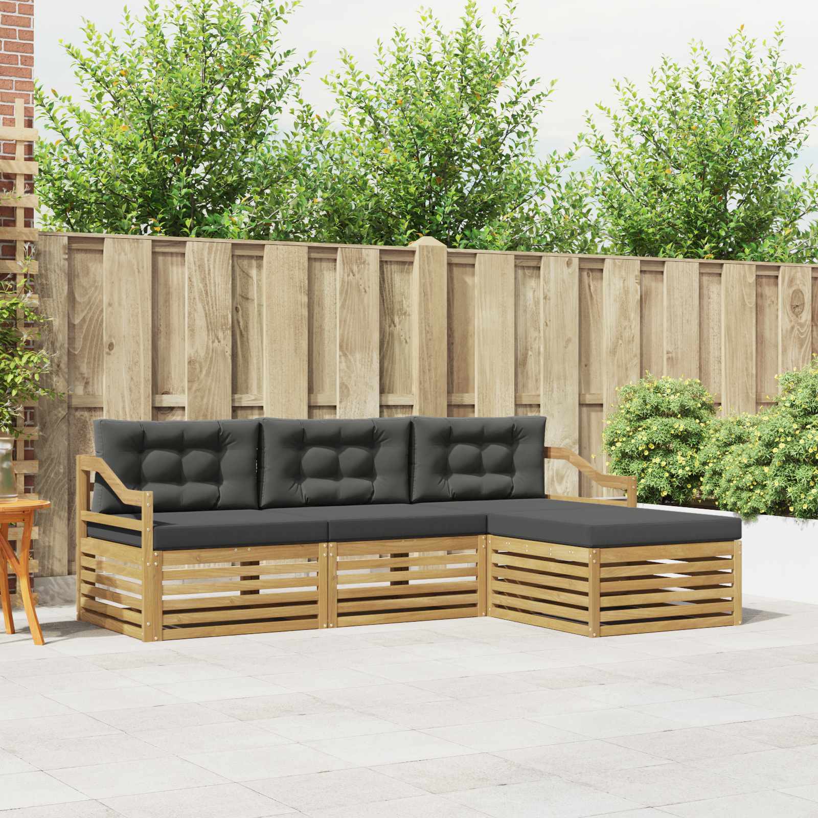 Outdoor-Sofagarnitur 4 stk. Weiß und Anthrazit Polyester