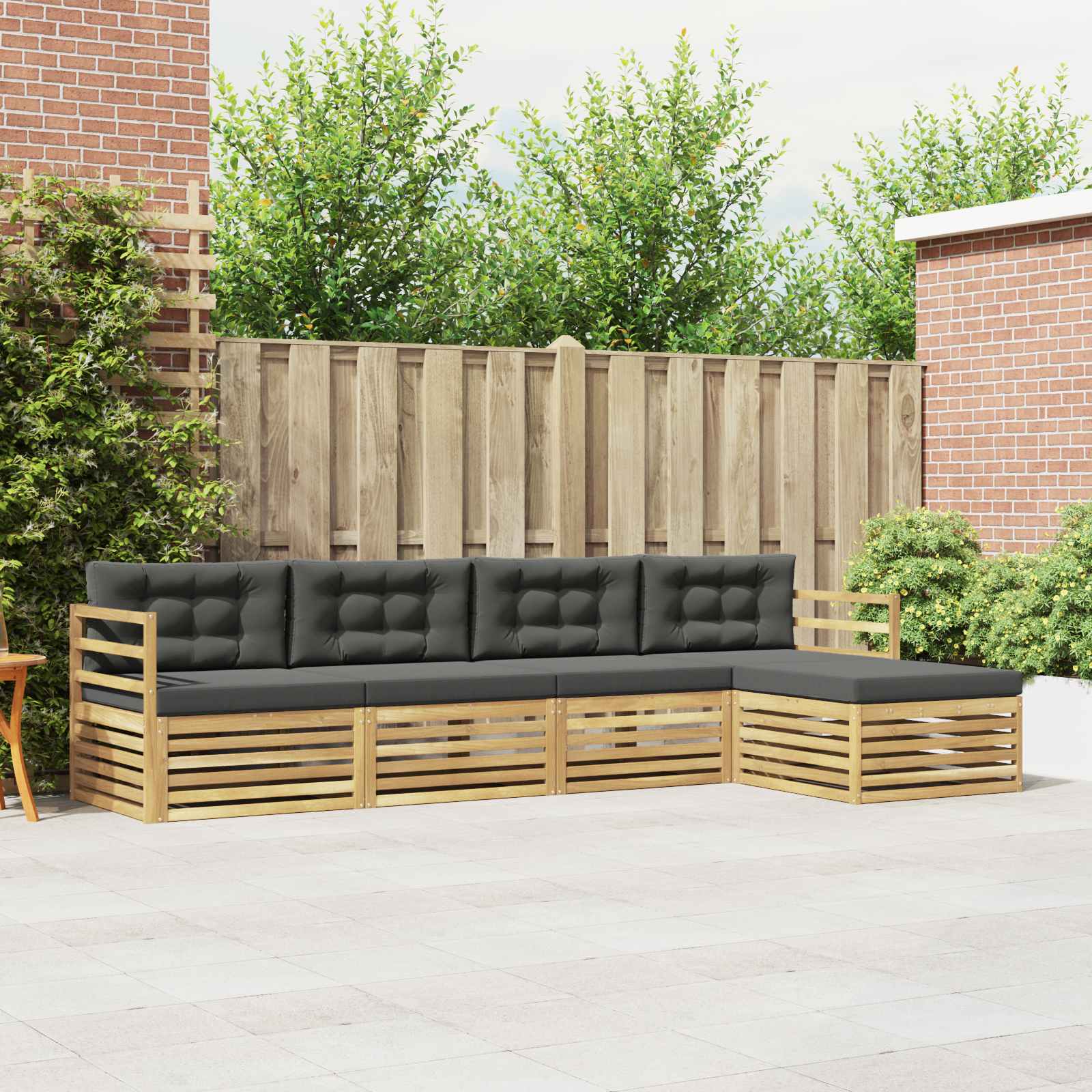 Outdoor-Sofagarnitur 5 stk. Weiß und Anthrazit Polyester