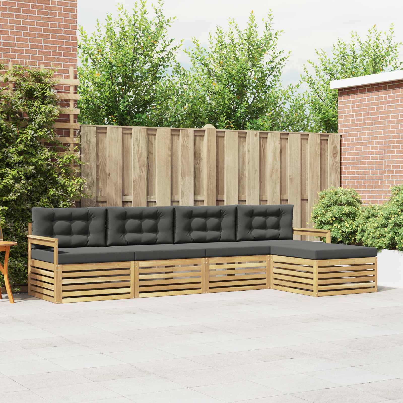 Outdoor-Sofagarnitur 5 stk. Weiß und Anthrazit Polyester
