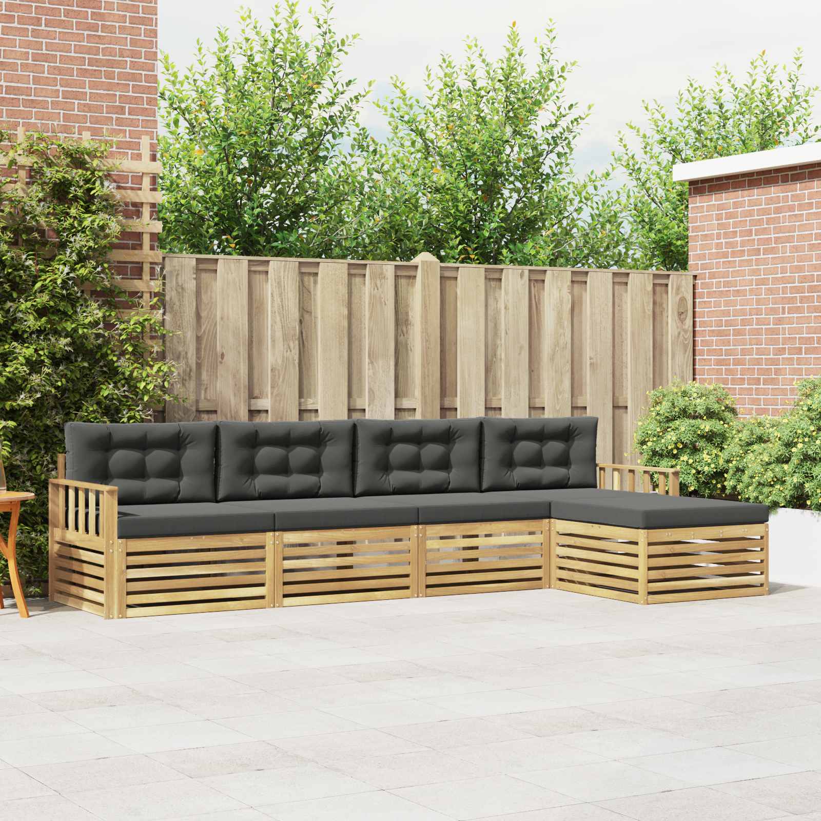 Outdoor-Sofagarnitur 5 stk. Weiß und Anthrazit Polyester