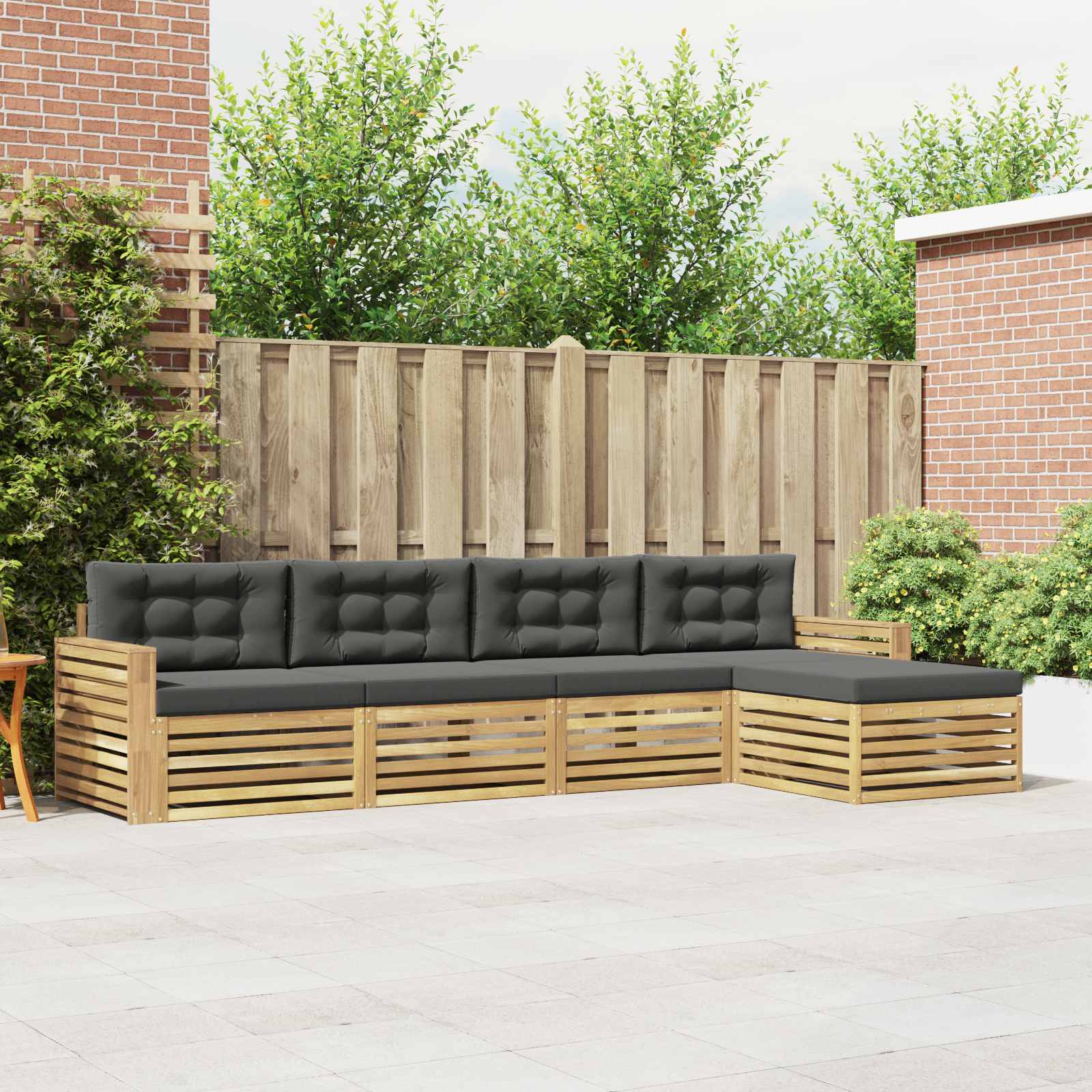Outdoor-Sofagarnitur 5 Stk. Weiß und Anthrazit