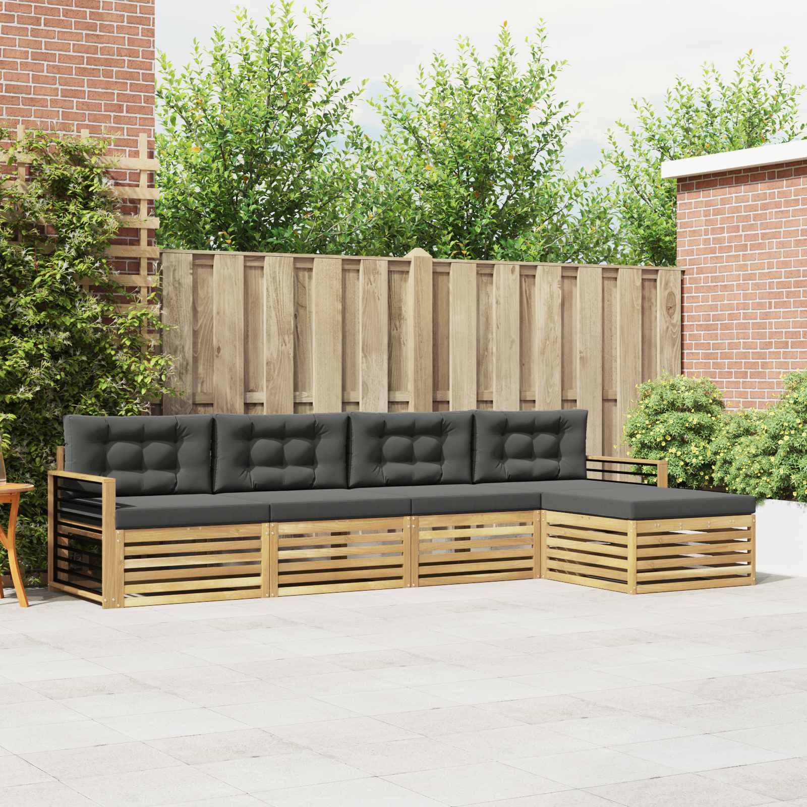 Outdoor-Sofagarnitur 5 stk. Weiß und Anthrazit Polyester