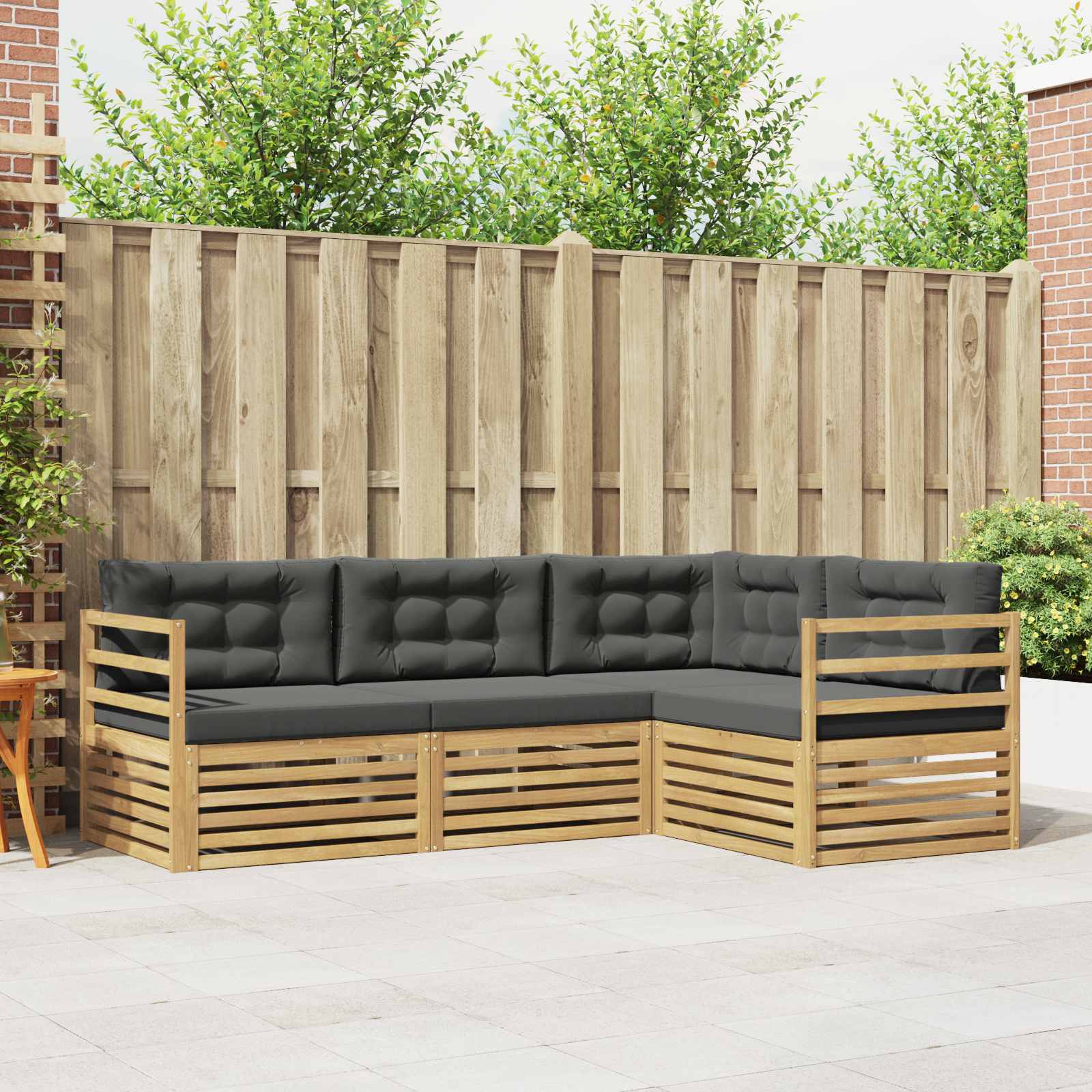 Outdoor-Sofagarnitur 4 stk. Weiß und Anthrazit Polyester