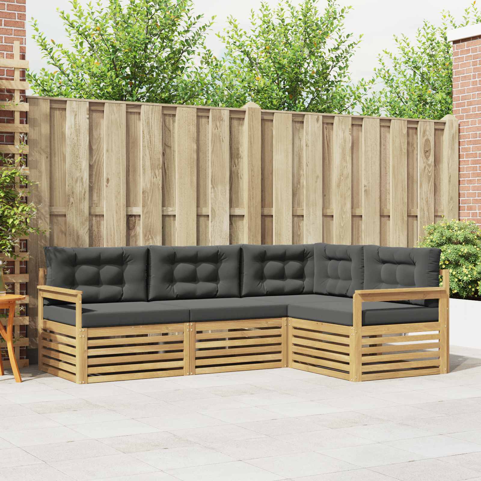 Outdoor-Sofagarnitur 5 stk. Weiß und Anthrazit Polyester
