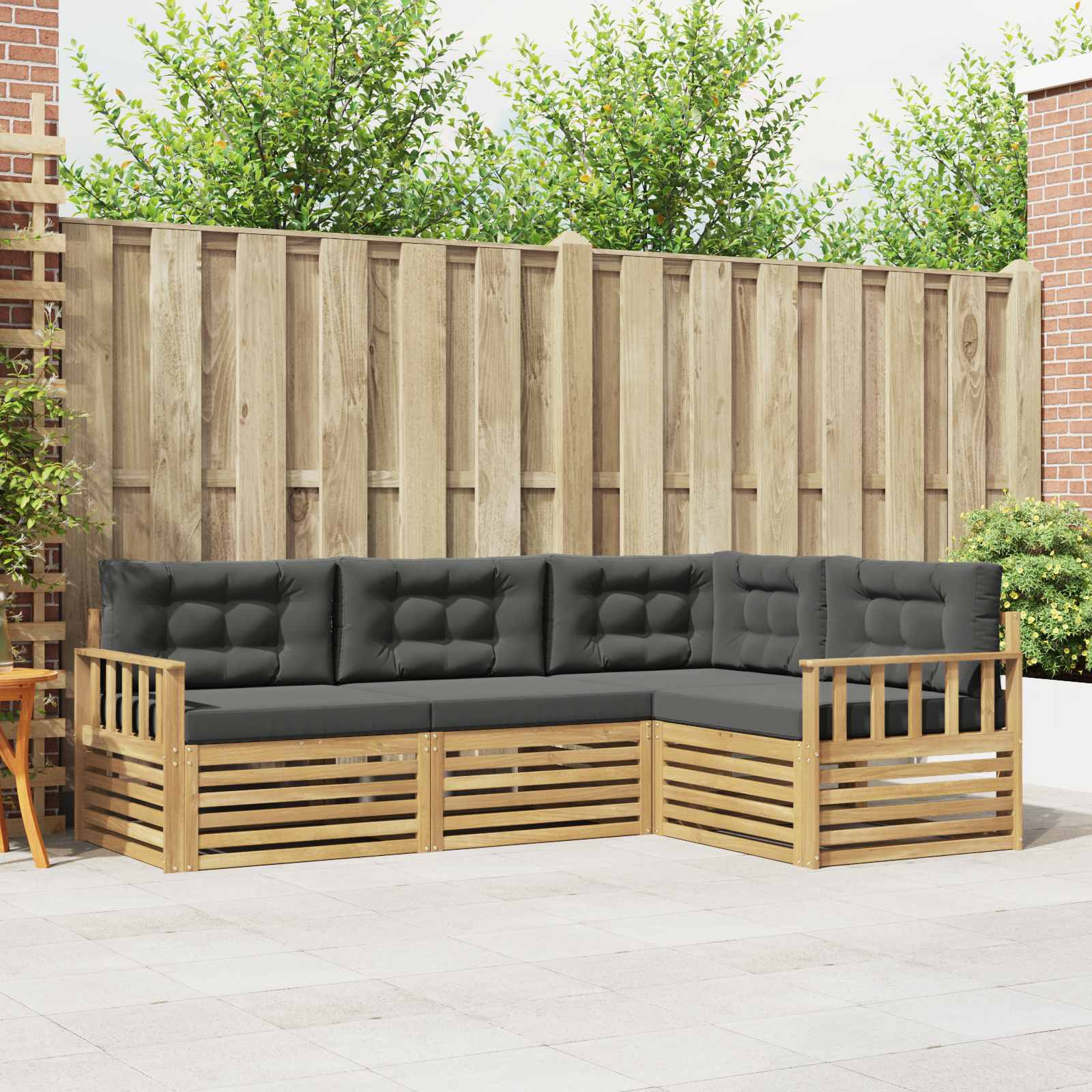 Outdoor-Sofagarnitur 5 stk. Weiß und Anthrazit Polyester
