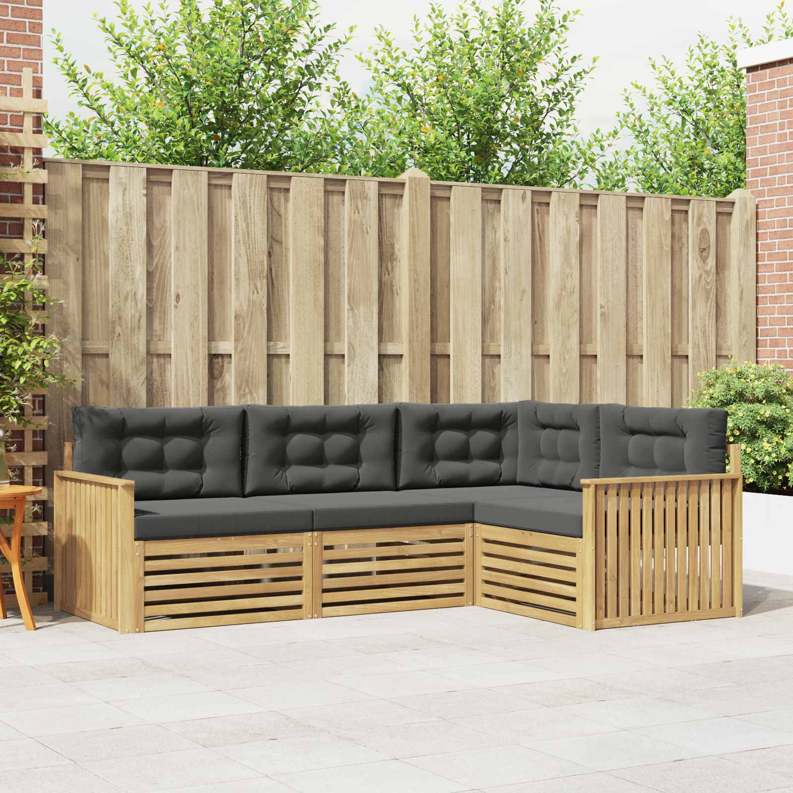 Outdoor-Sofagarnitur 4 Stk. Weiß und Anthrazit Polyester