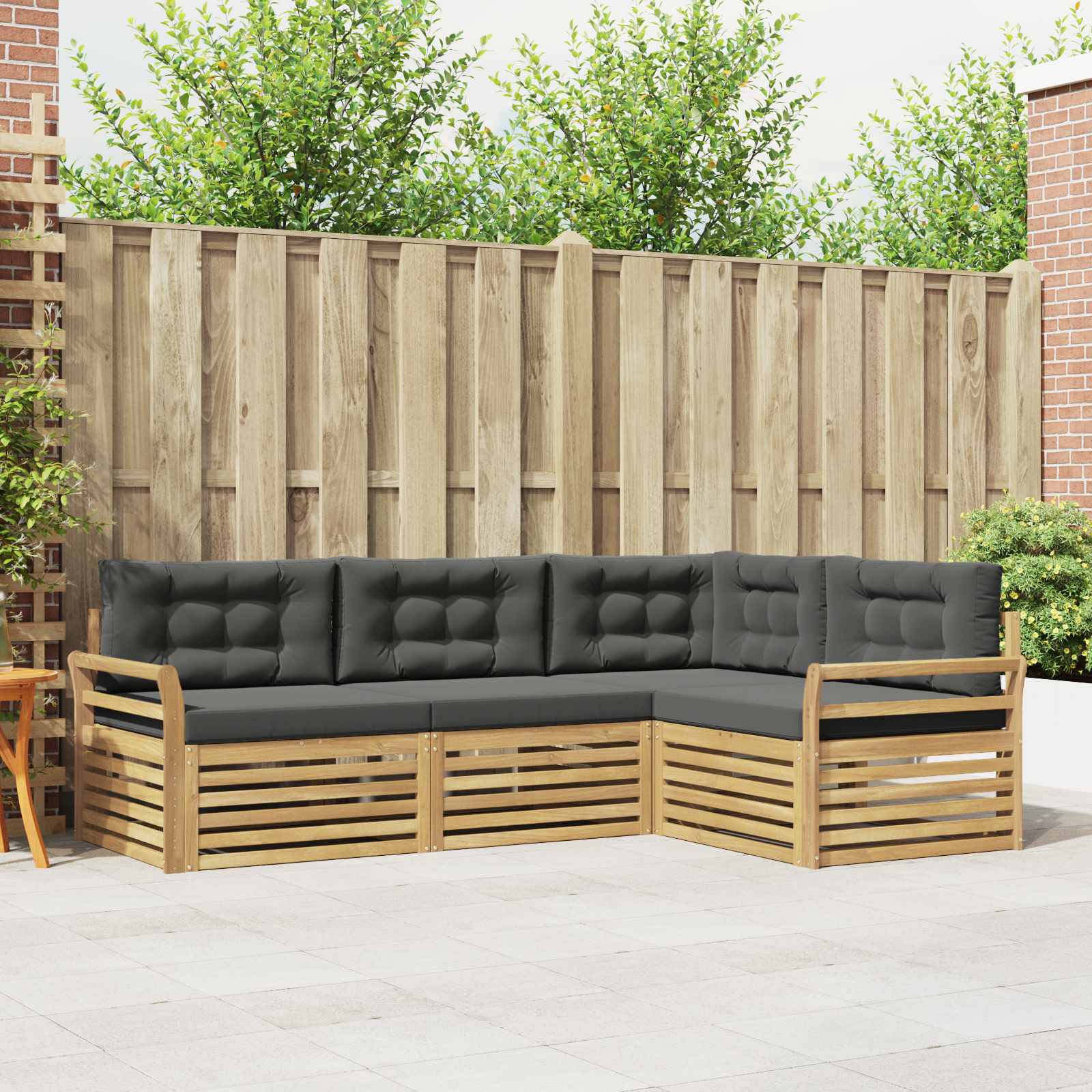 Outdoor-Sofagarnitur 4 Stk. Weiß und Anthrazit Polyester