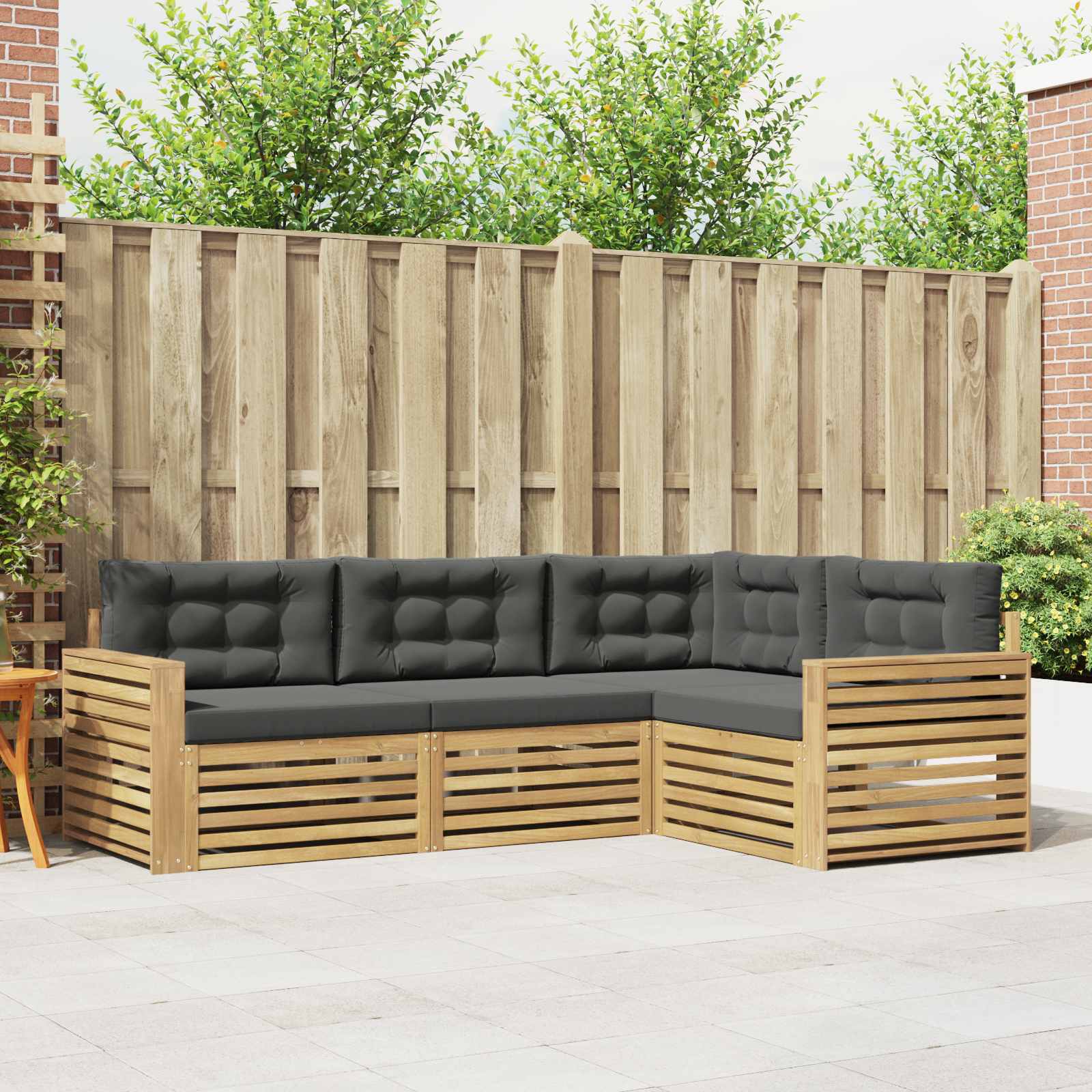 Outdoor-Sofagarnitur 4 Stk. Weiß und Anthrazit Polyester