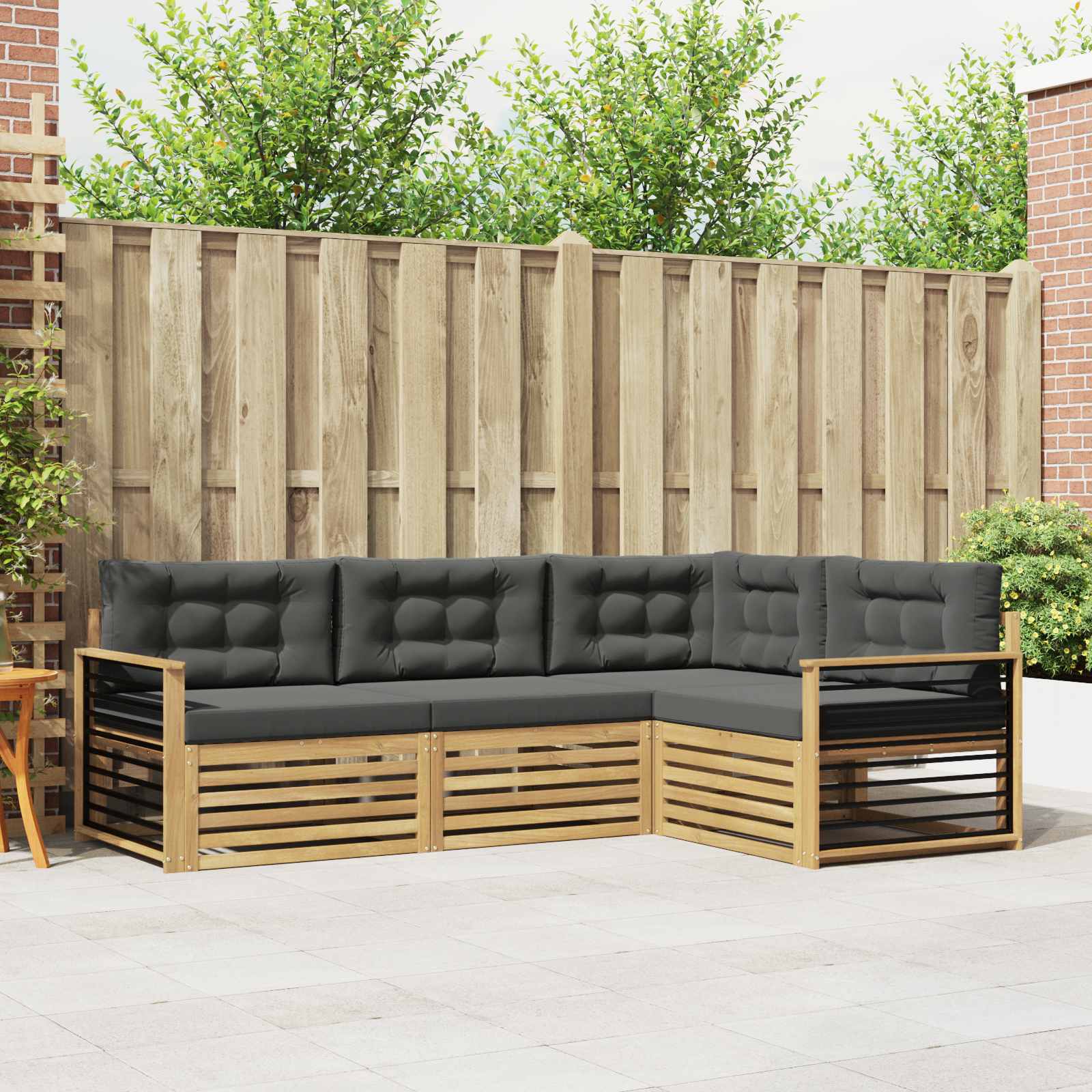 Outdoor-Sofagarnitur 5 stk. Weiß und Anthrazit Polyester