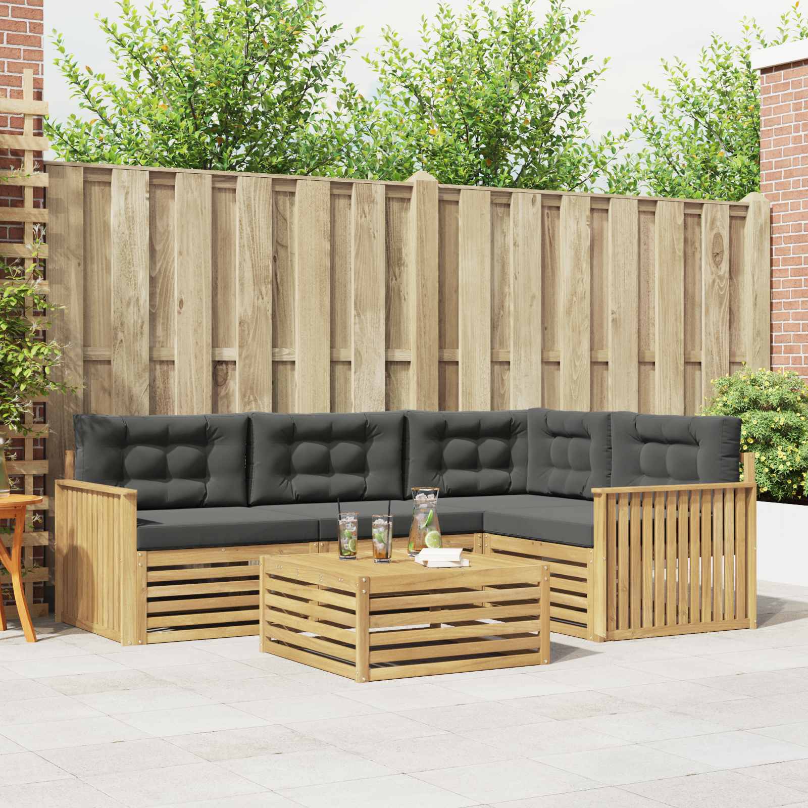 Outdoor-Sofagarnitur 5 Stk. Weiß und Anthrazit Polyester