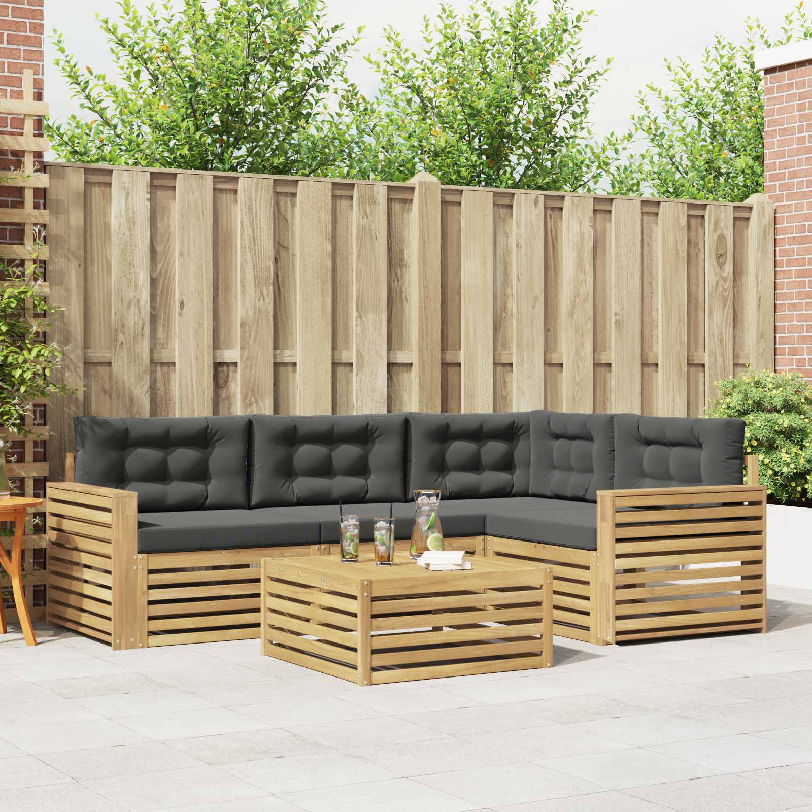 Outdoor-Sofagarnitur 5 Stk. Weiß und Anthrazit Polyester
