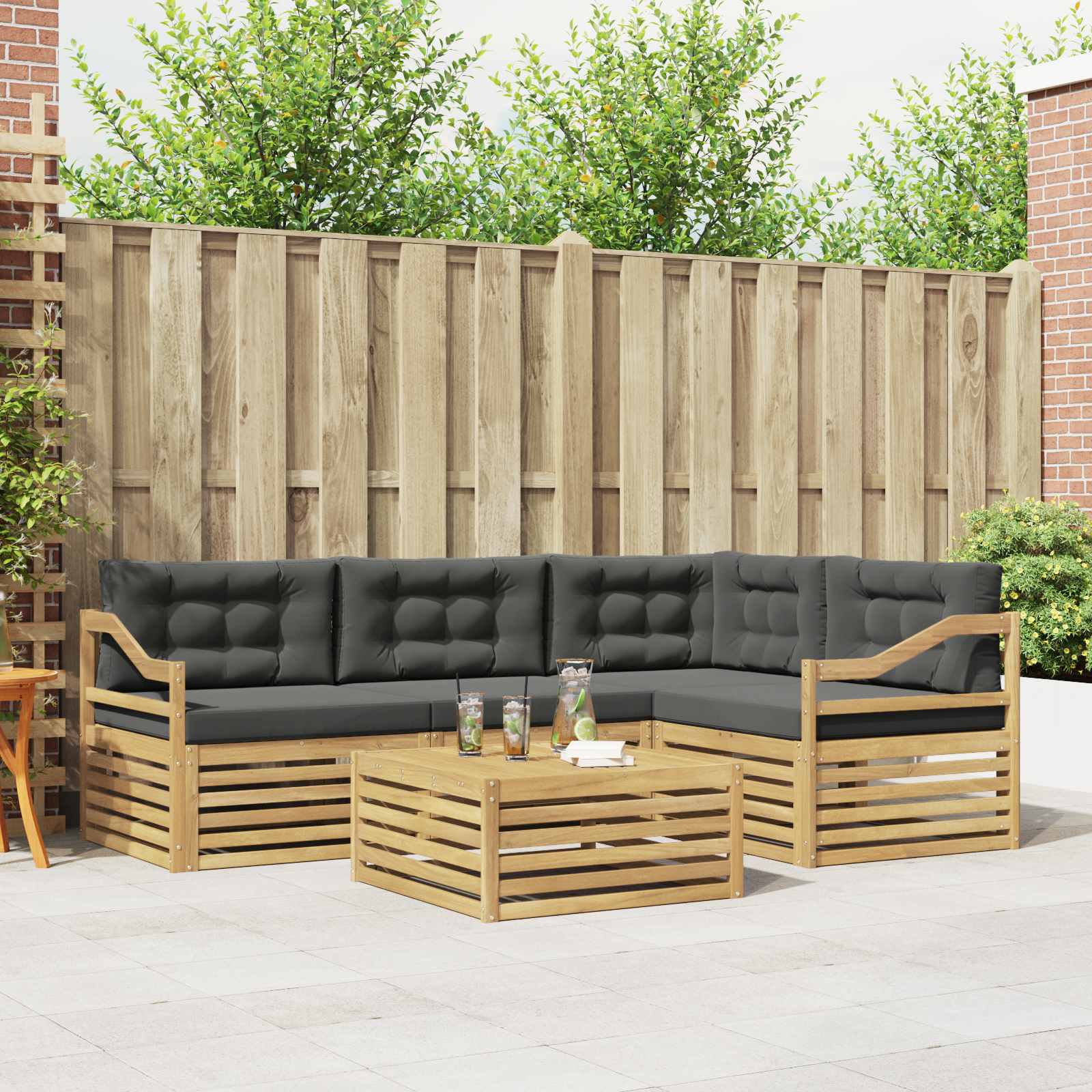 Outdoor-Sofagarnitur 5 stk. Weiß und Anthrazit Polyester