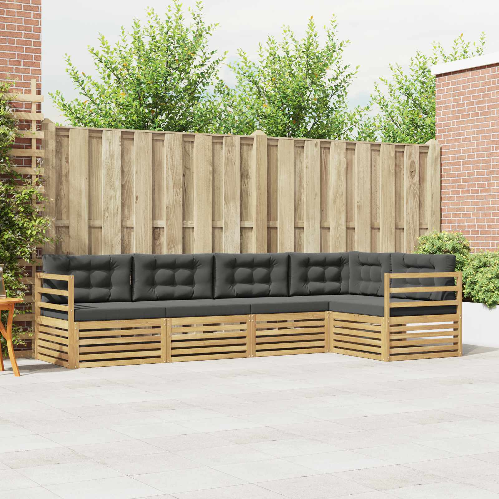 Outdoor-Sofagarnitur 5 stk. Weiß und Anthrazit Polyester
