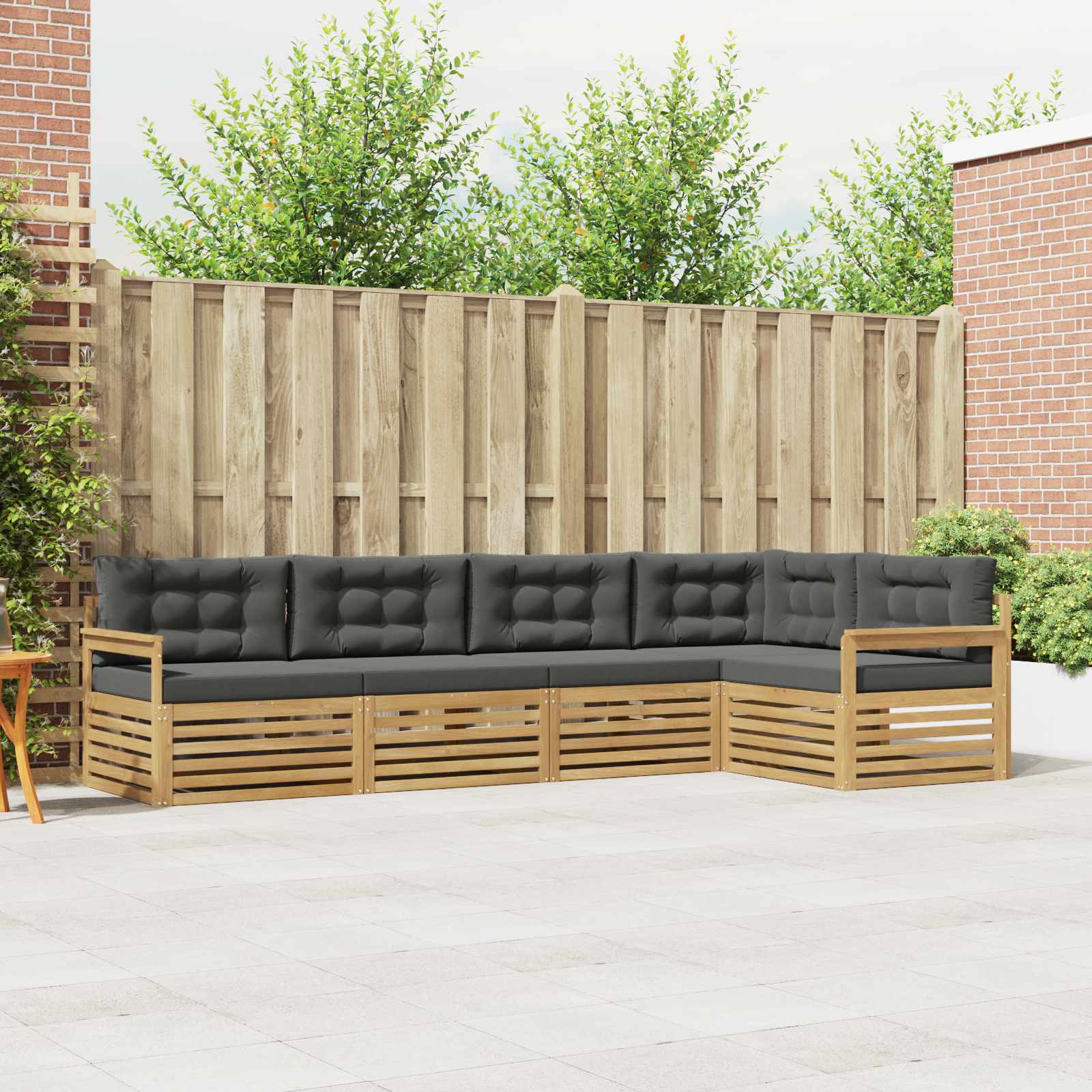 Outdoor-Sofagarnitur 6 stk. Weiß und Anthrazit Polyester