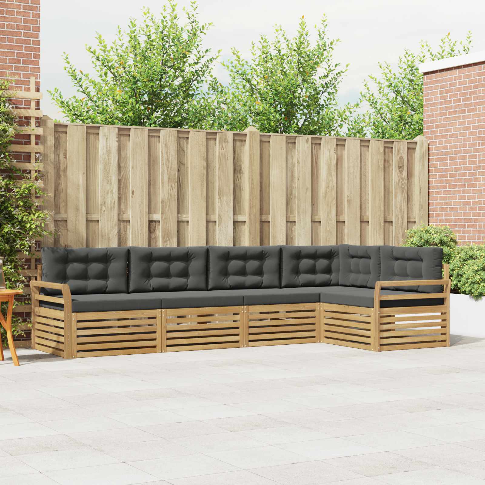 Outdoor-Sofagarnitur 5 Stk. Weiß und Anthrazit Polyester
