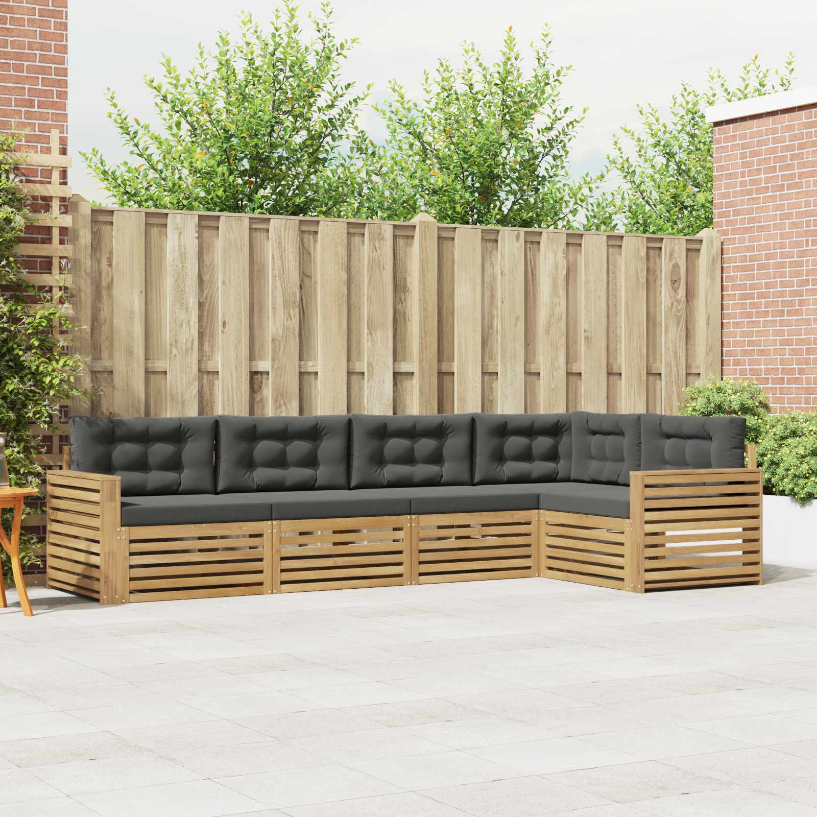 Outdoor-Sofagarnitur 5 Stk. Weiß und Anthrazit Polyester