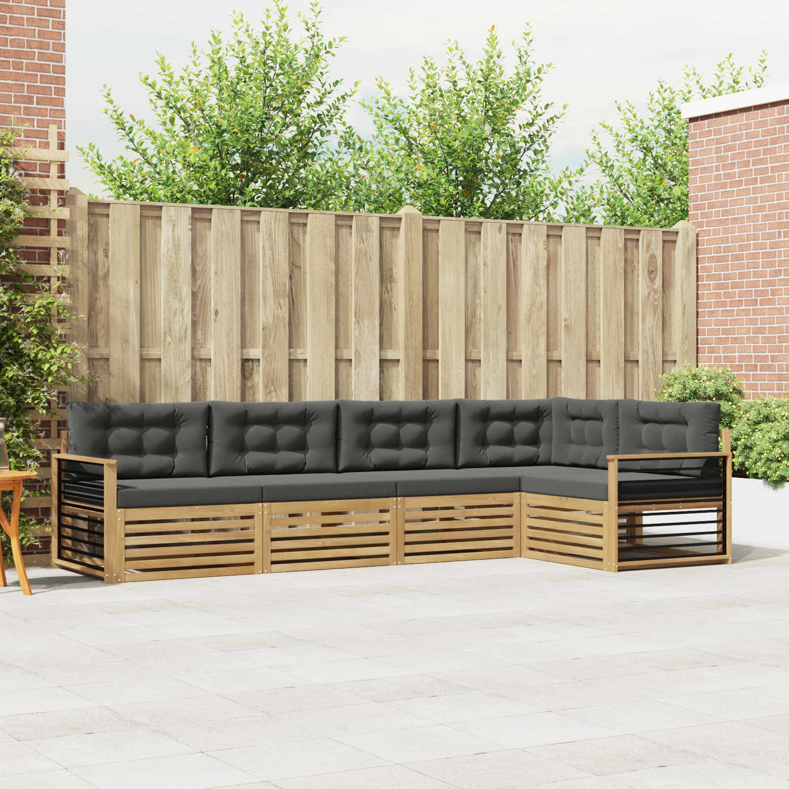 Outdoor-Sofagarnitur 6 stk. Weiß und Anthrazit Polyester