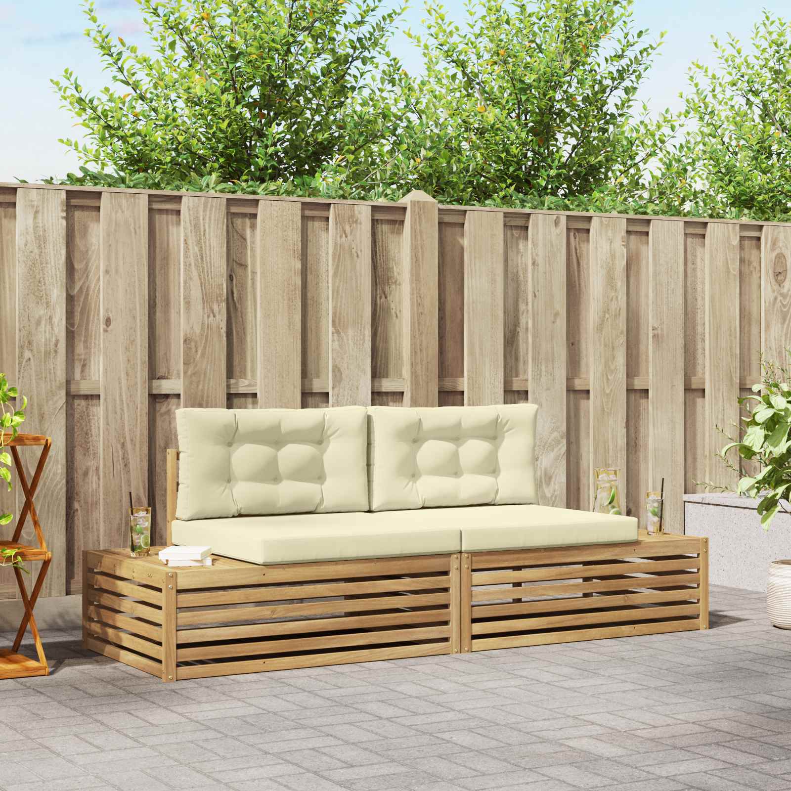 2 stk. Outdoor-Sofagarnitur Weiß