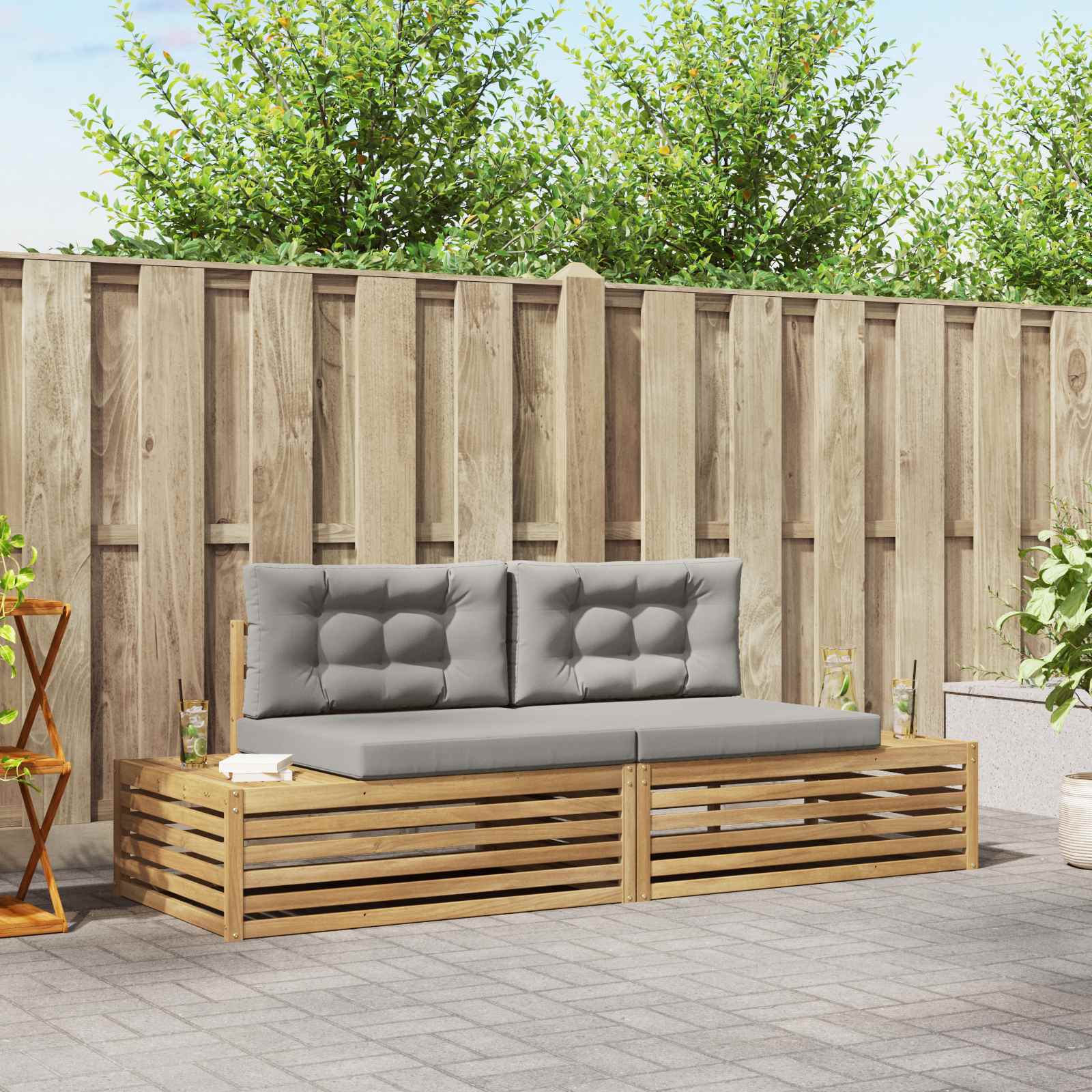 2 stk. Outdoor-Sofagarnitur Polyester Weiß
