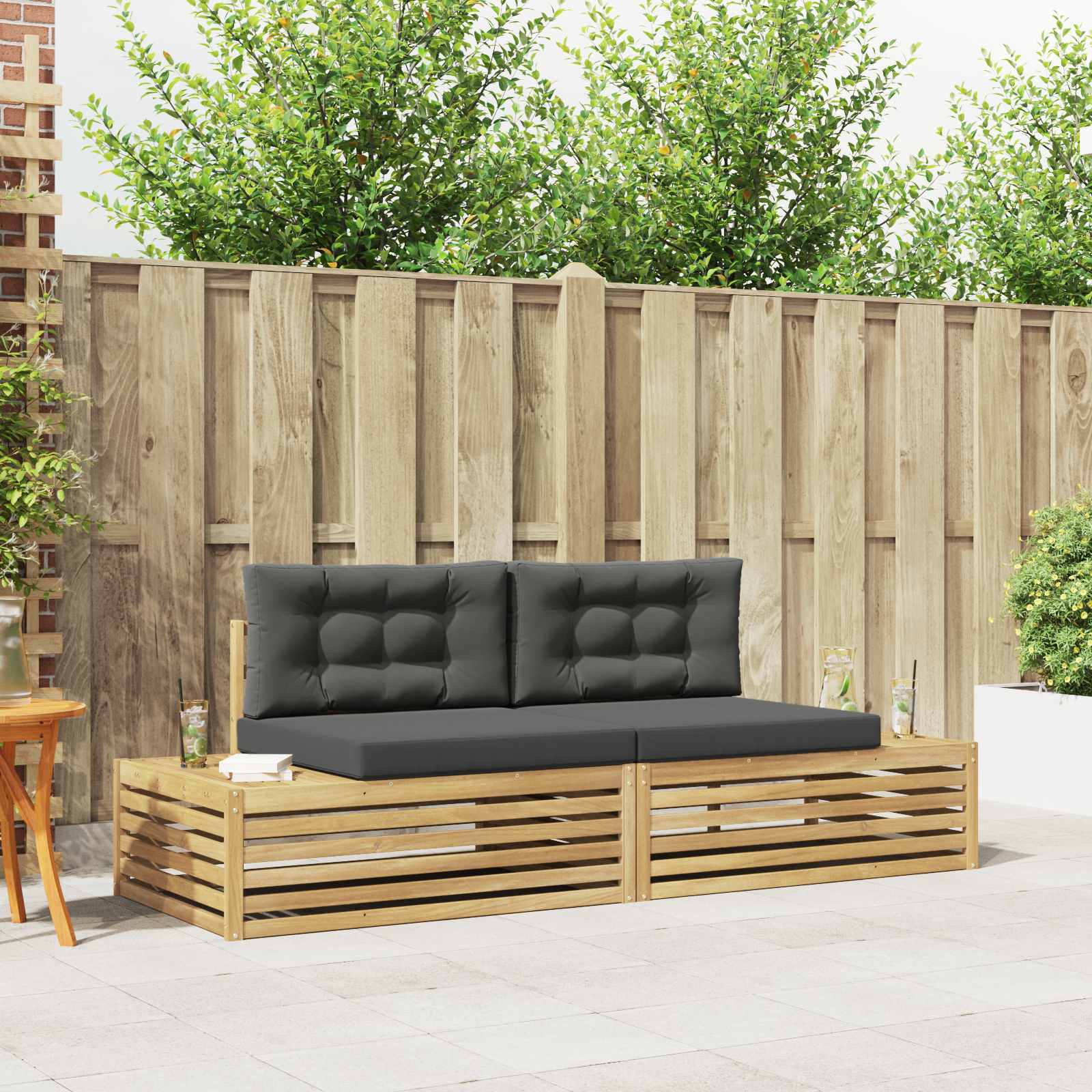 2 stk. Outdoor-Sofagarnitur Polyester Weiß