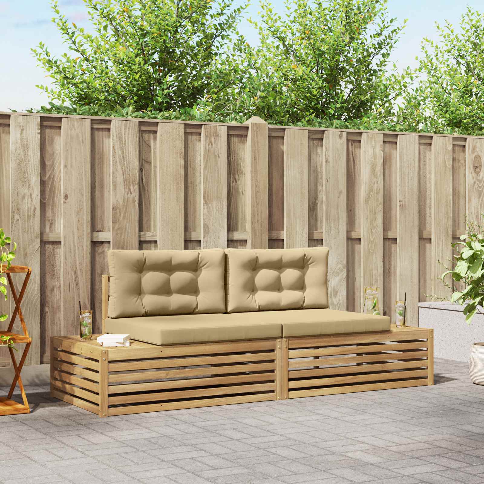 2 stk. Outdoor-Sofagarnitur Polyester Weiß