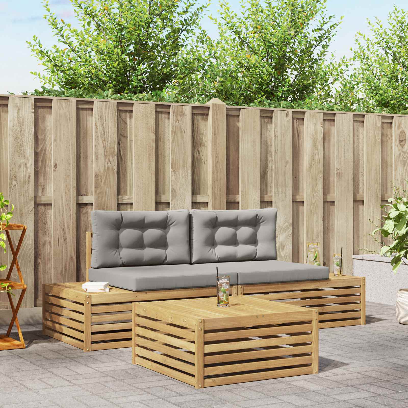 4 stk. Outdoor-Sofagarnitur Polyester Weiß