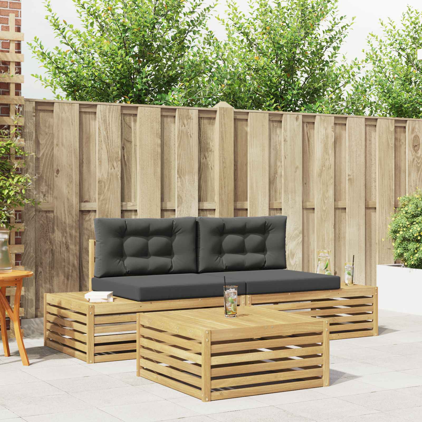4 stk. Outdoor-Sofagarnitur Polyester Weiß