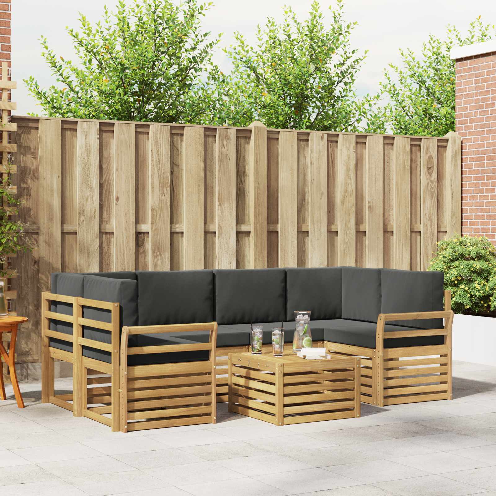 Outdoor-Sofagarnitur 7 stk. Weiß und Anthrazit Polyester