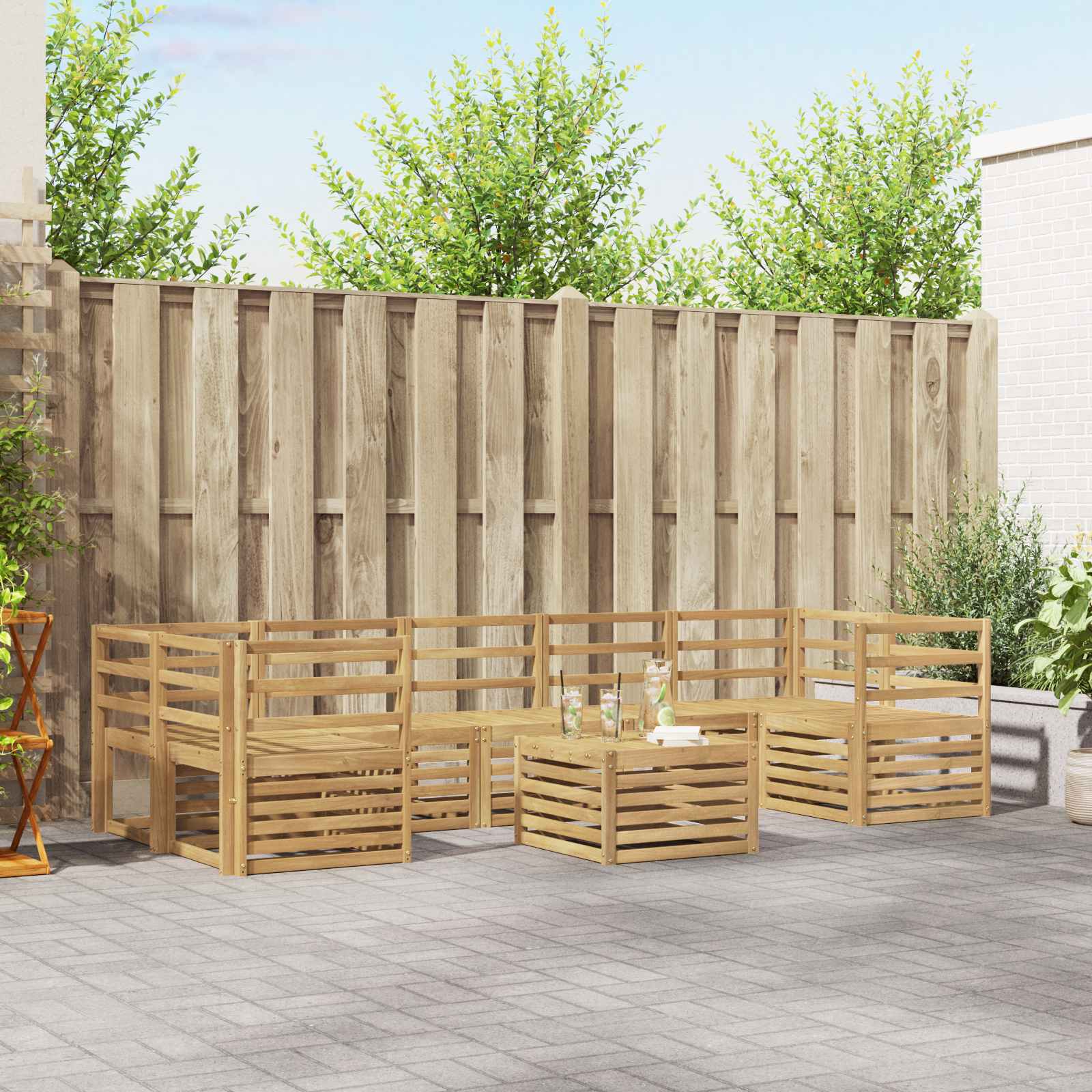 Outdoor-Sofagarnitur 8 stk. Weiß Massivholz Akazie
