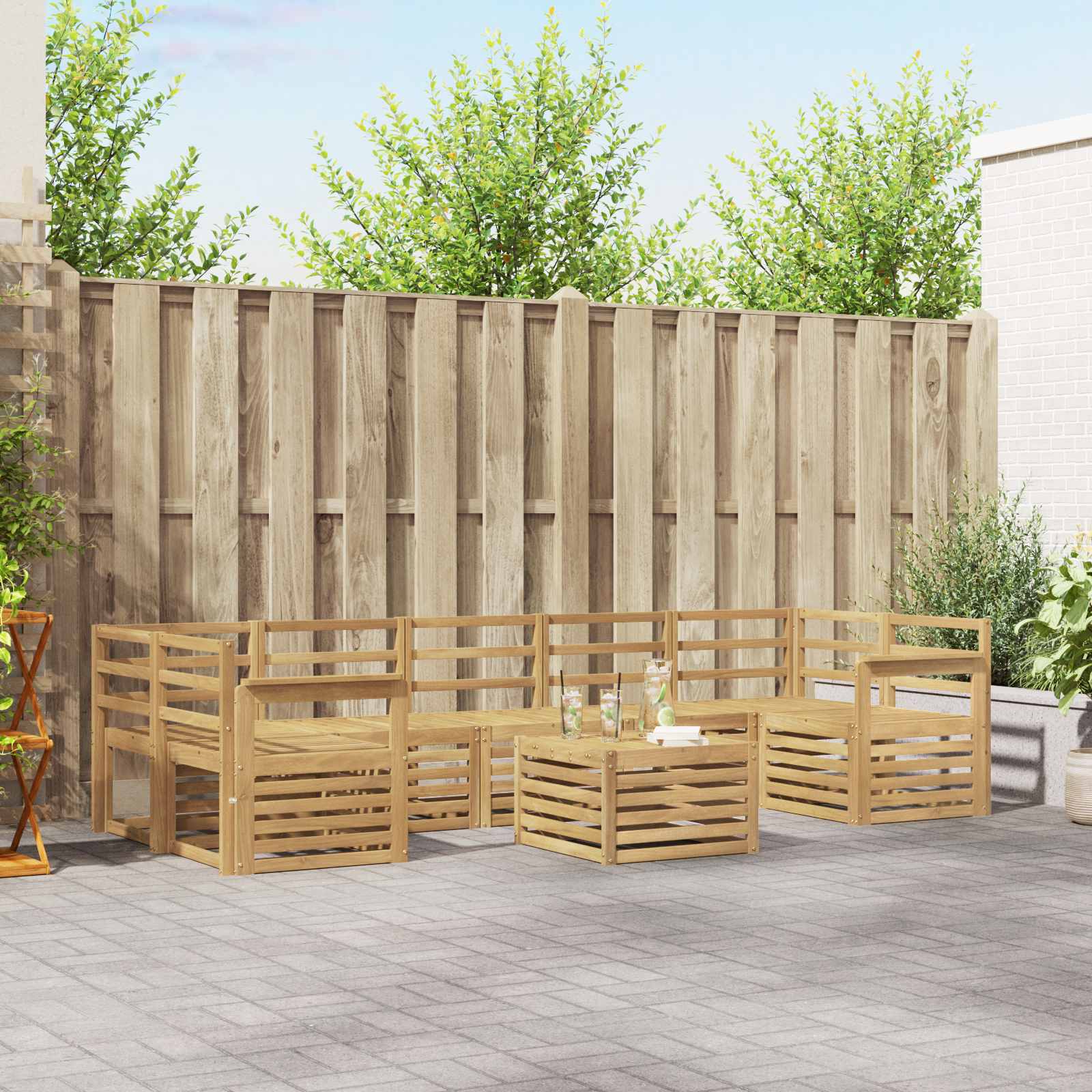 Outdoor-Sofagarnitur 8 stk. Weiß Massivholz Akazie