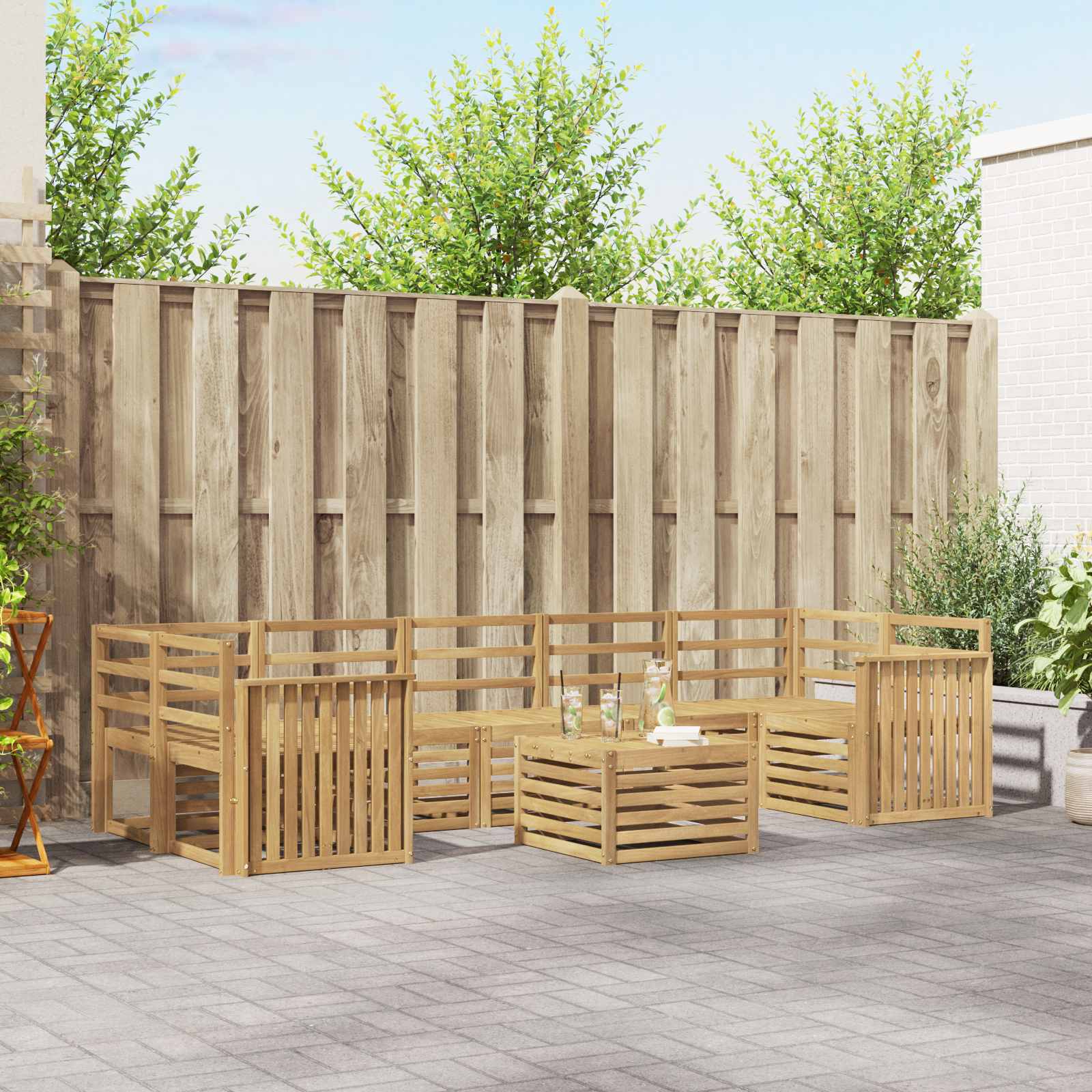 Outdoor-Sofagarnitur 8 stk. Weiß Massivholz Akazie