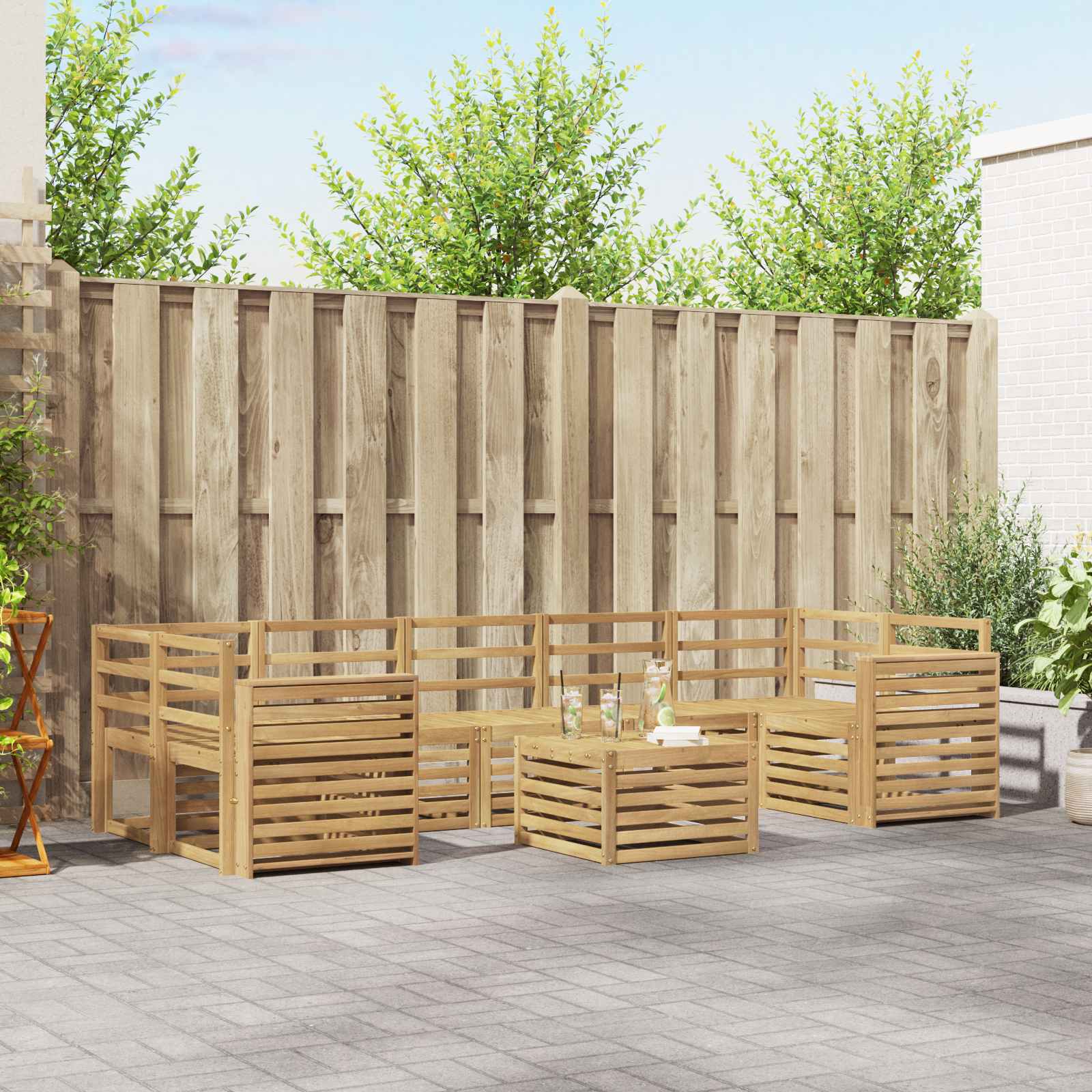 Outdoor-Sofagarnitur 8 stk. Weiß Massivholz Akazie