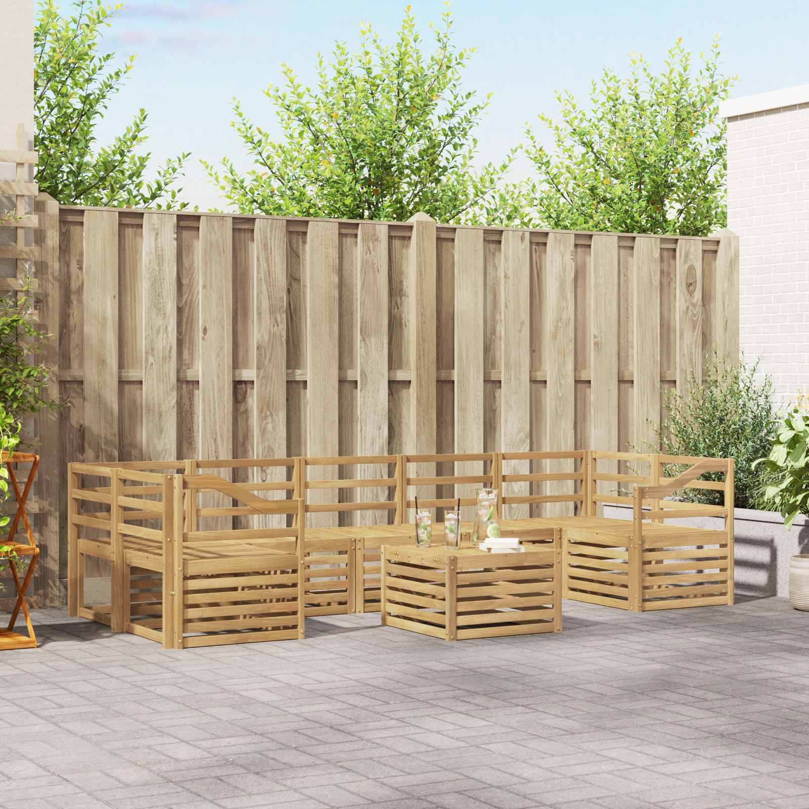 Outdoor-Sofagarnitur 8 stk. Weiß Massivholz Akazie