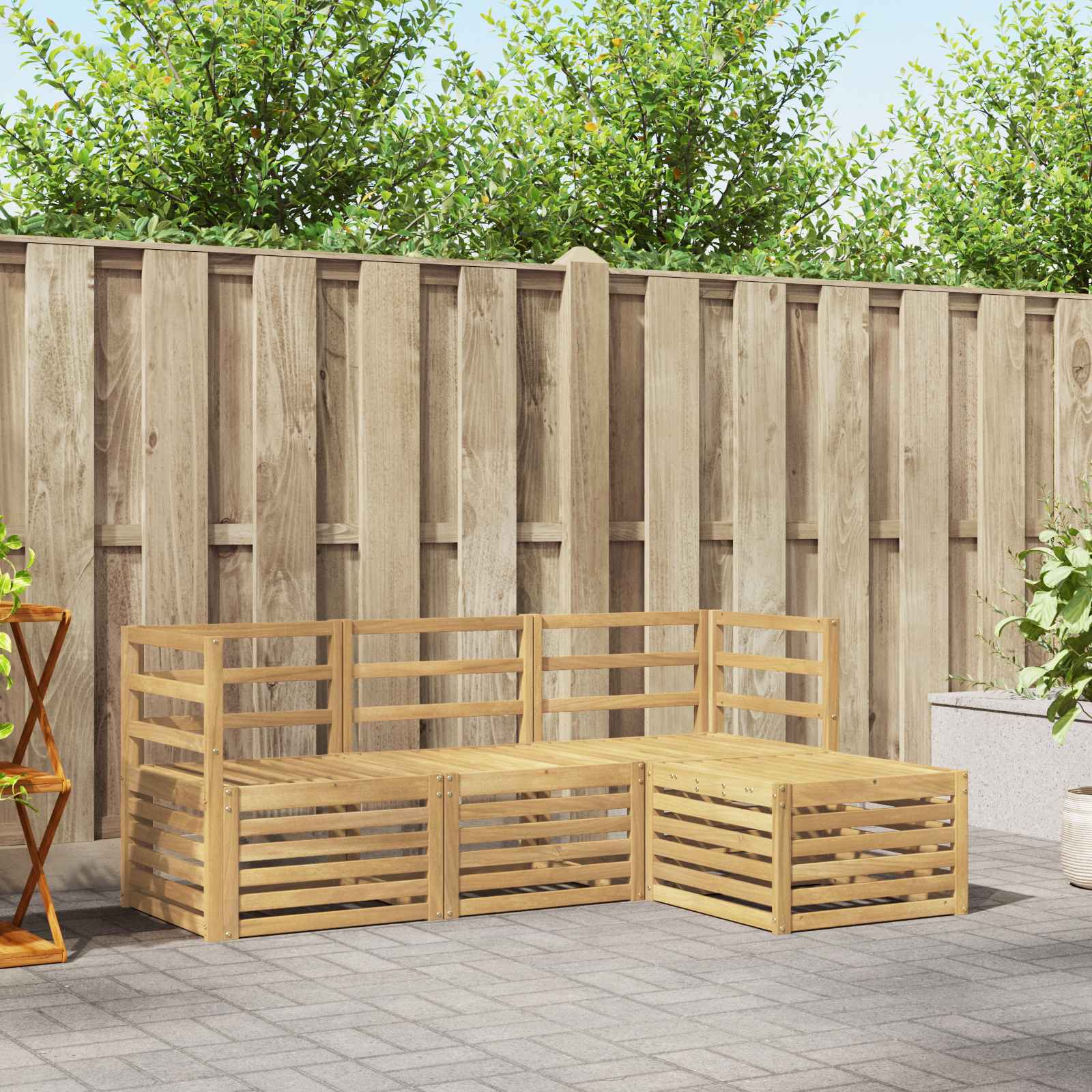 Outdoor-Sofagarnitur 4 stk. Weiß Massivholz Akazie