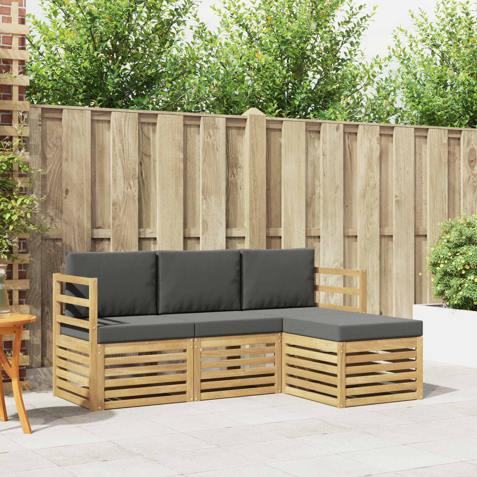 Outdoor-Sofagarnitur 4 stk. Weiß und Anthrazit Polyester