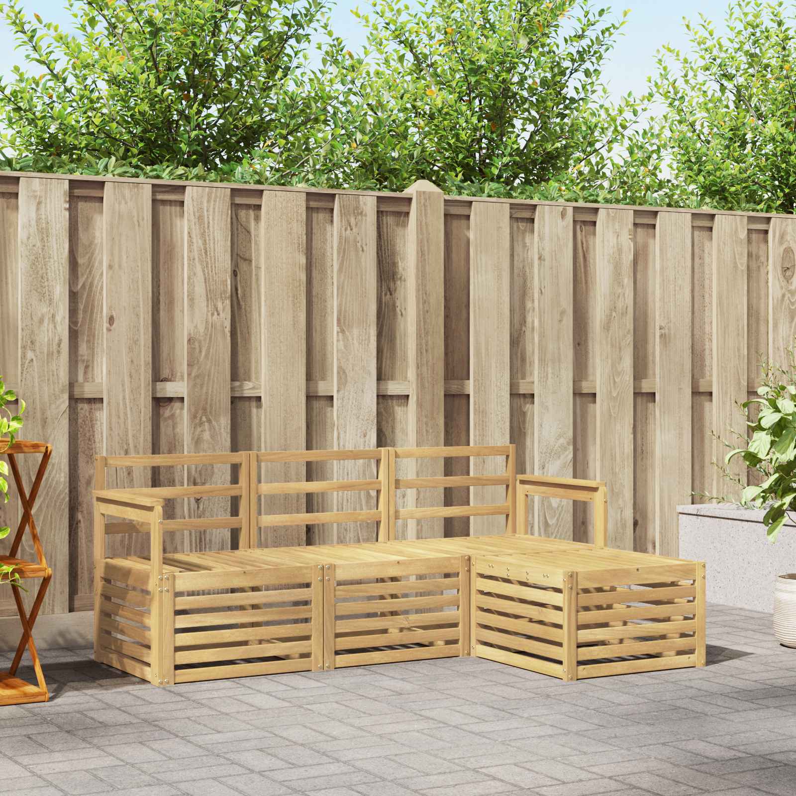 Outdoor-Sofagarnitur 4 stk. Weiß Massivholz Akazie