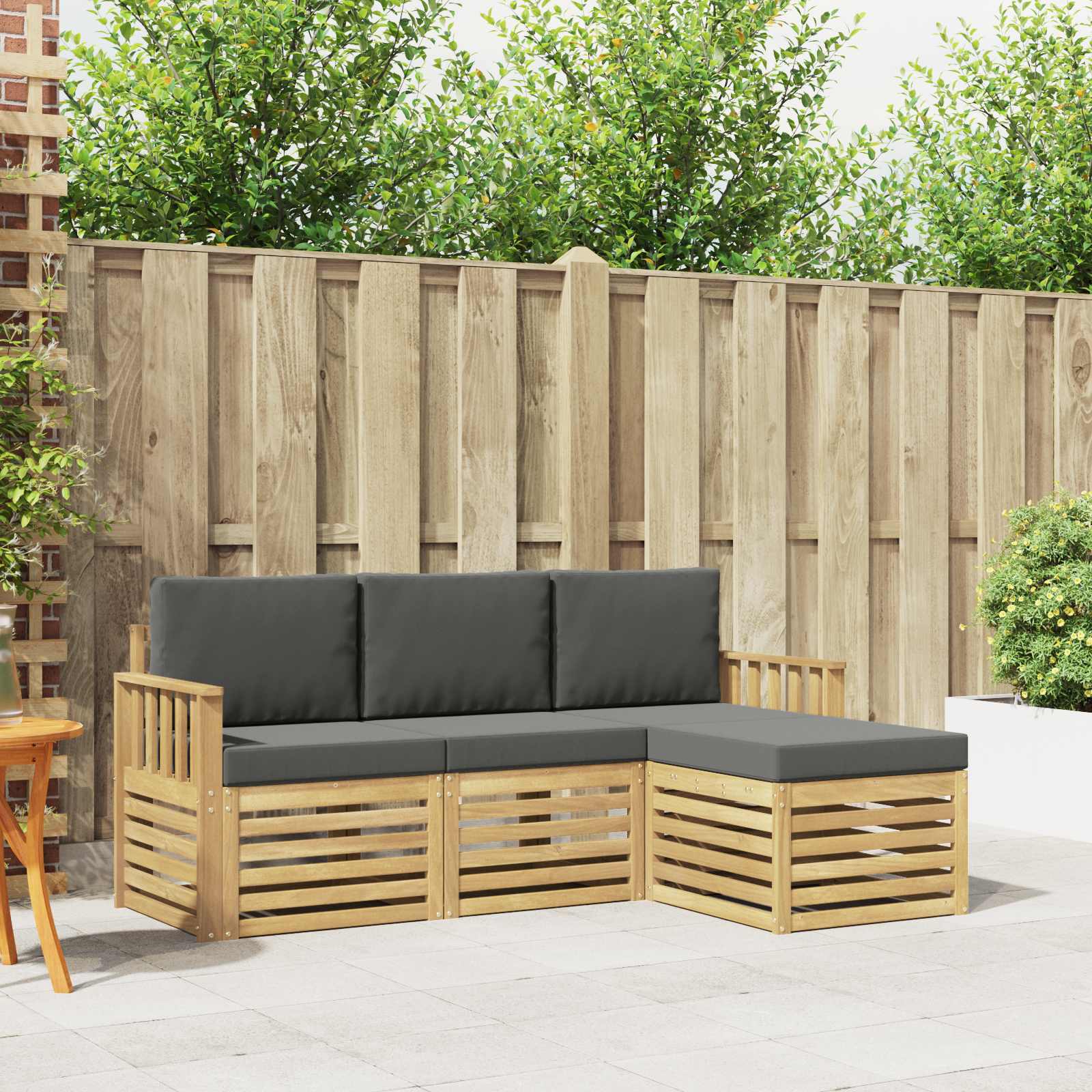 Outdoor-Sofagarnitur 4 stk. Weiß und Anthrazit Polyester
