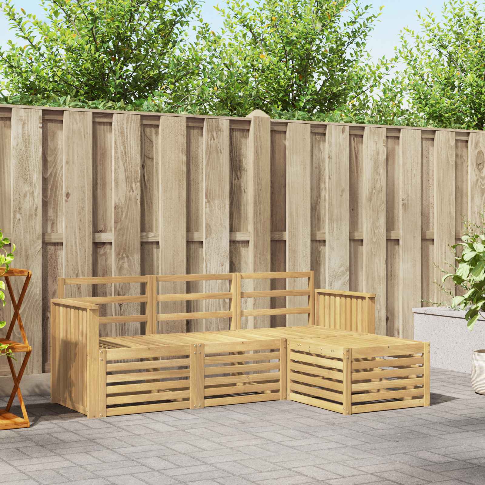 Outdoor-Sofagarnitur 4 stk. Weiß Massivholz Akazie