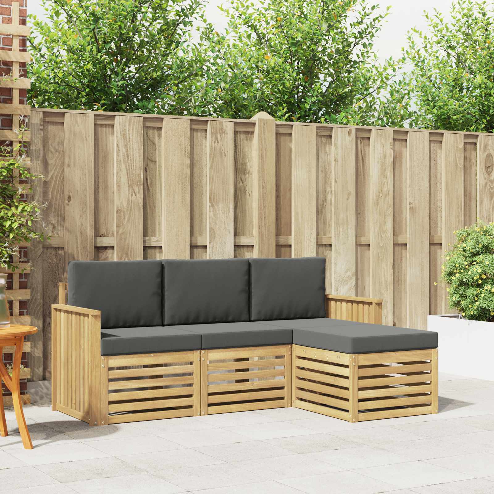 Outdoor-Sofagarnitur 4 stk. Weiß und Anthrazit Polyester