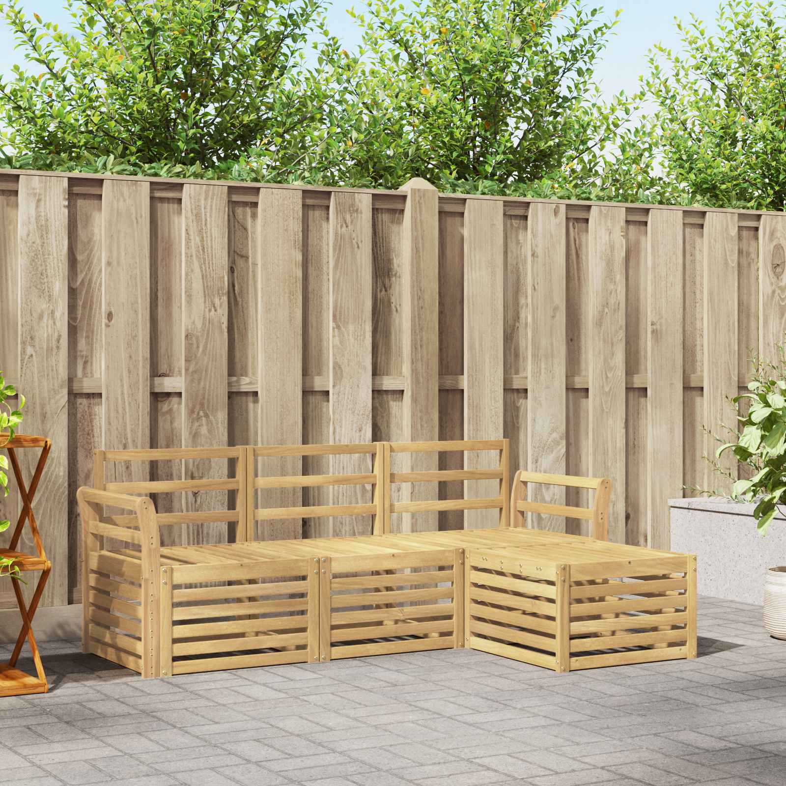 Outdoor-Sofagarnitur 4 stk. Weiß Massivholz Akazie