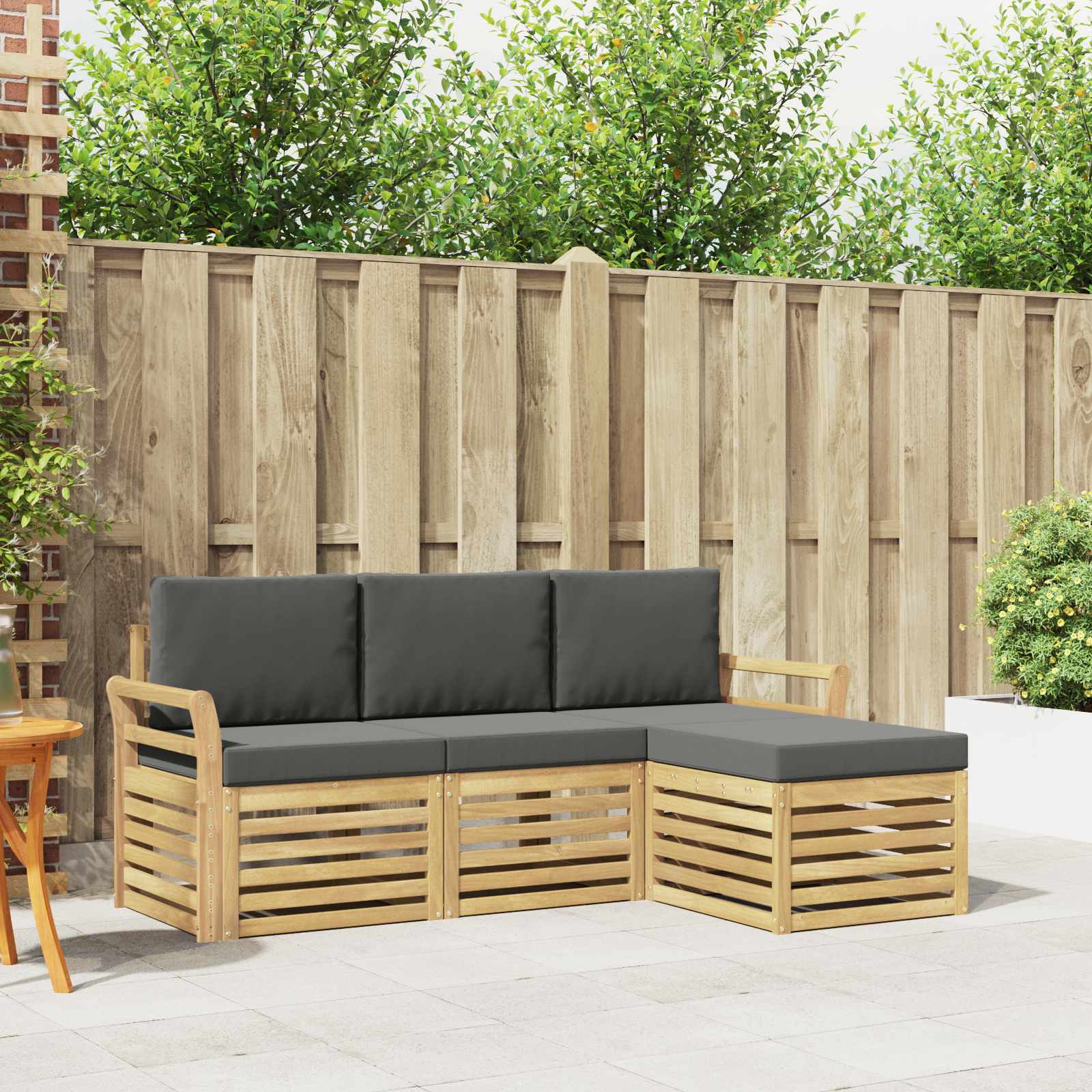 Outdoor-Sofagarnitur 4 stk. Weiß und Anthrazit Polyester