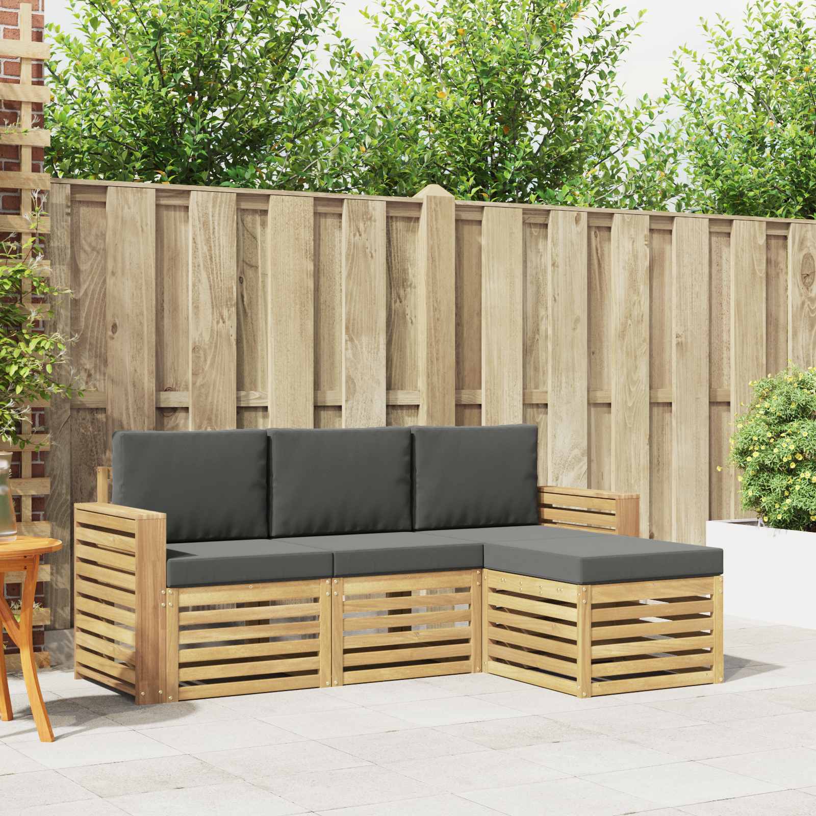 Outdoor-Sofagarnitur 4 stk. Weiß und Anthrazit Polyester