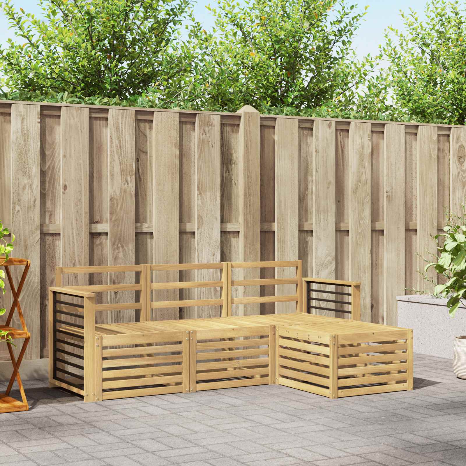 Outdoor-Sofagarnitur 4 stk. Weiß Massivholz Akazie