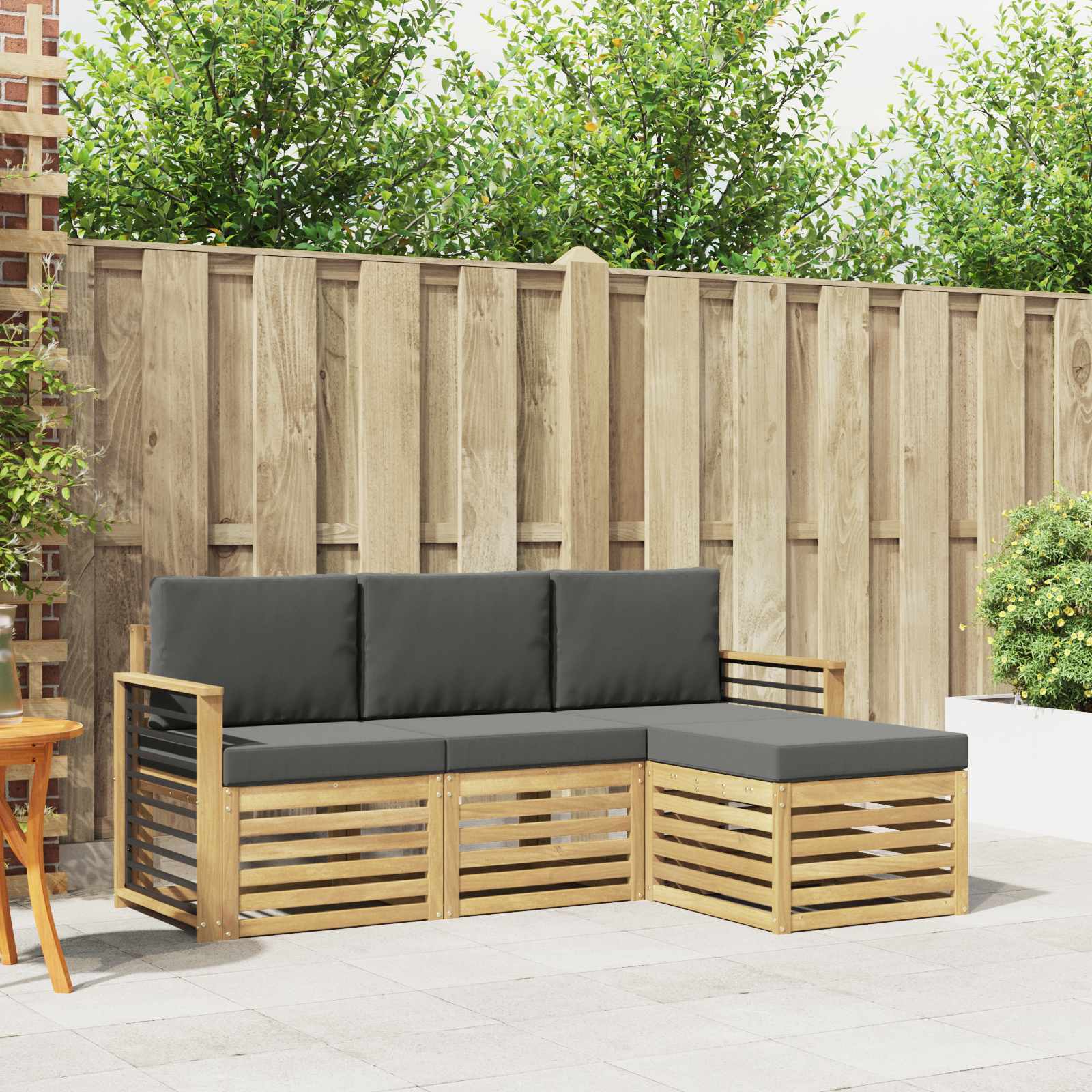 Outdoor-Sofagarnitur 4 stk. Weiß und Anthrazit Polyester