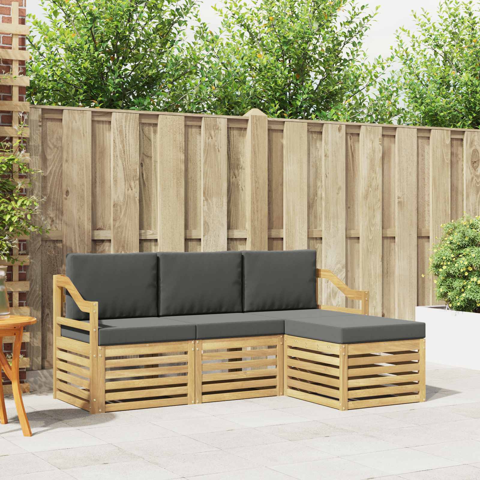 Outdoor-Sofagarnitur 4 stk. Weiß und Anthrazit Polyester