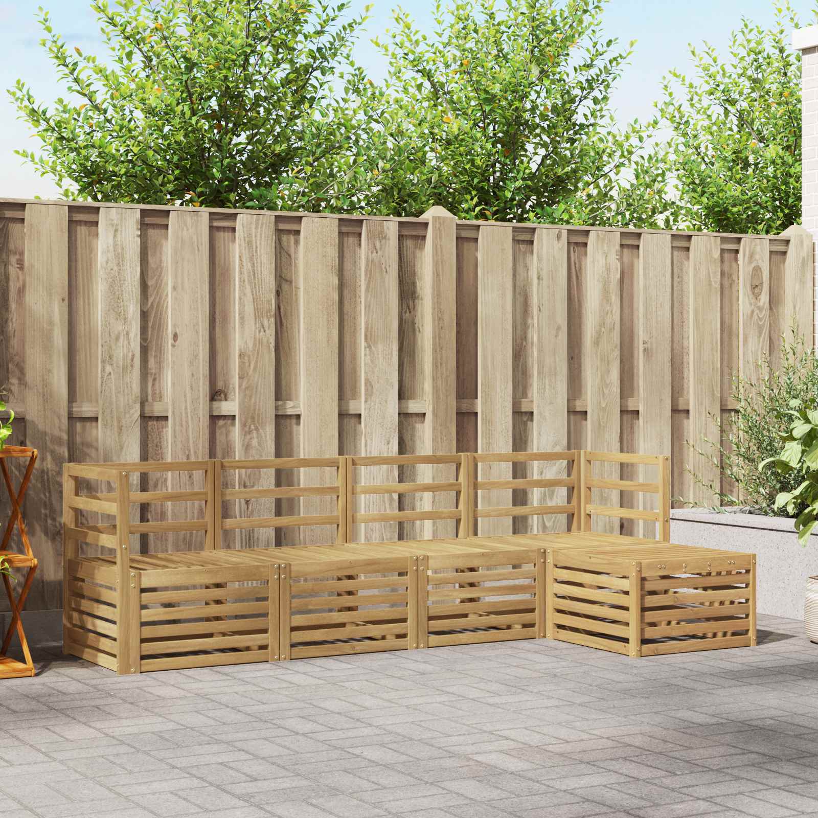 Outdoor-Sofagarnitur 5 stk. Weiß Massivholz Akazie