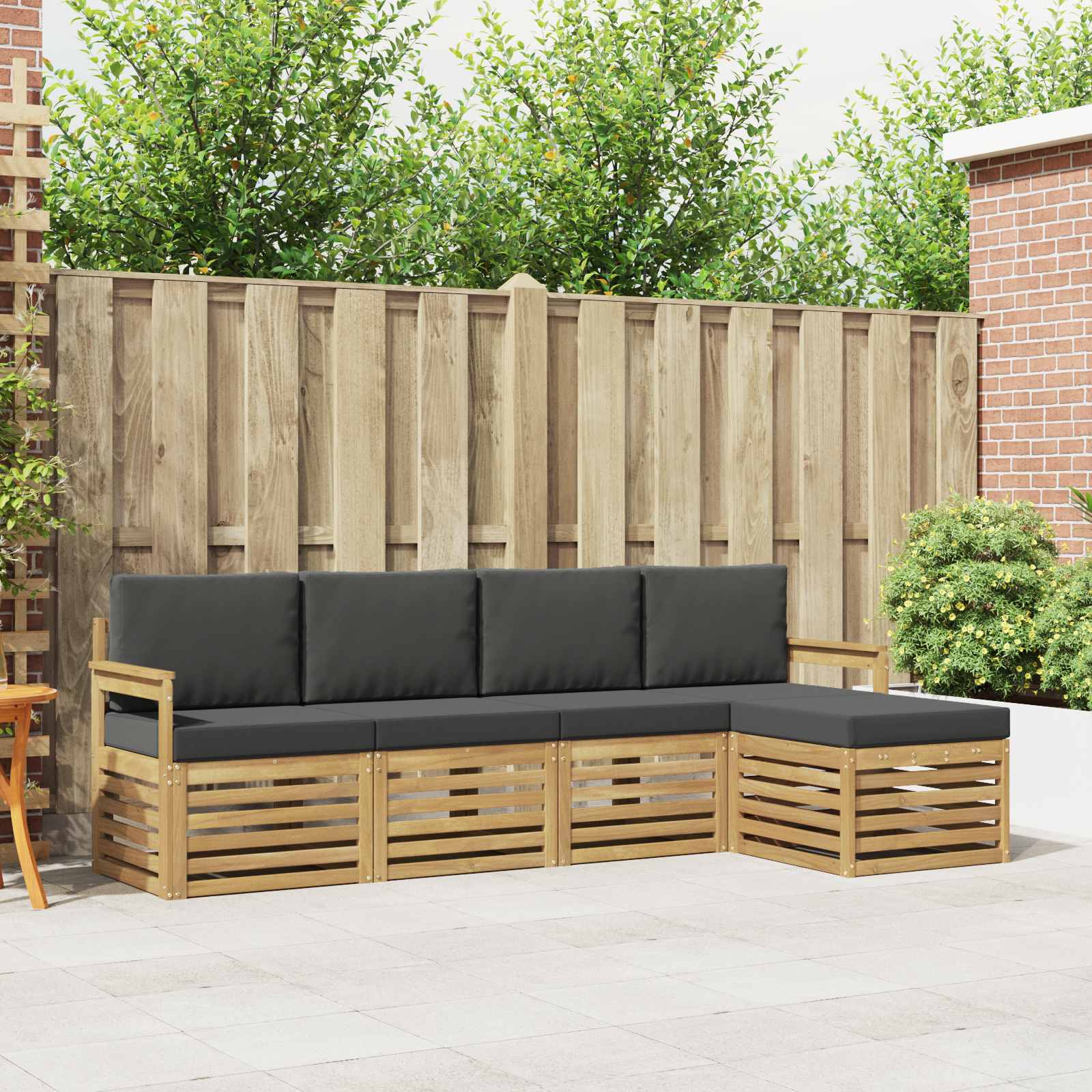 Outdoor-Sofagarnitur 5 stk. Weiß und Anthrazit Polyester