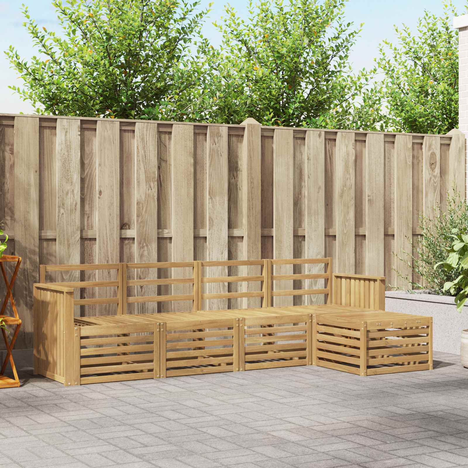 Outdoor-Sofagarnitur 5 stk. Weiß Massivholz Akazie